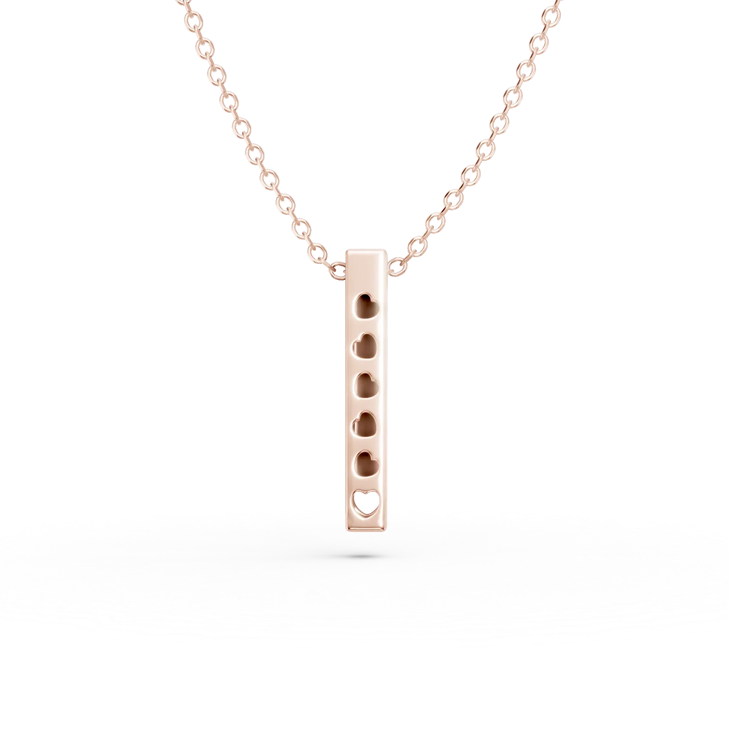 Lant cu pandantiv geometric din aur roz