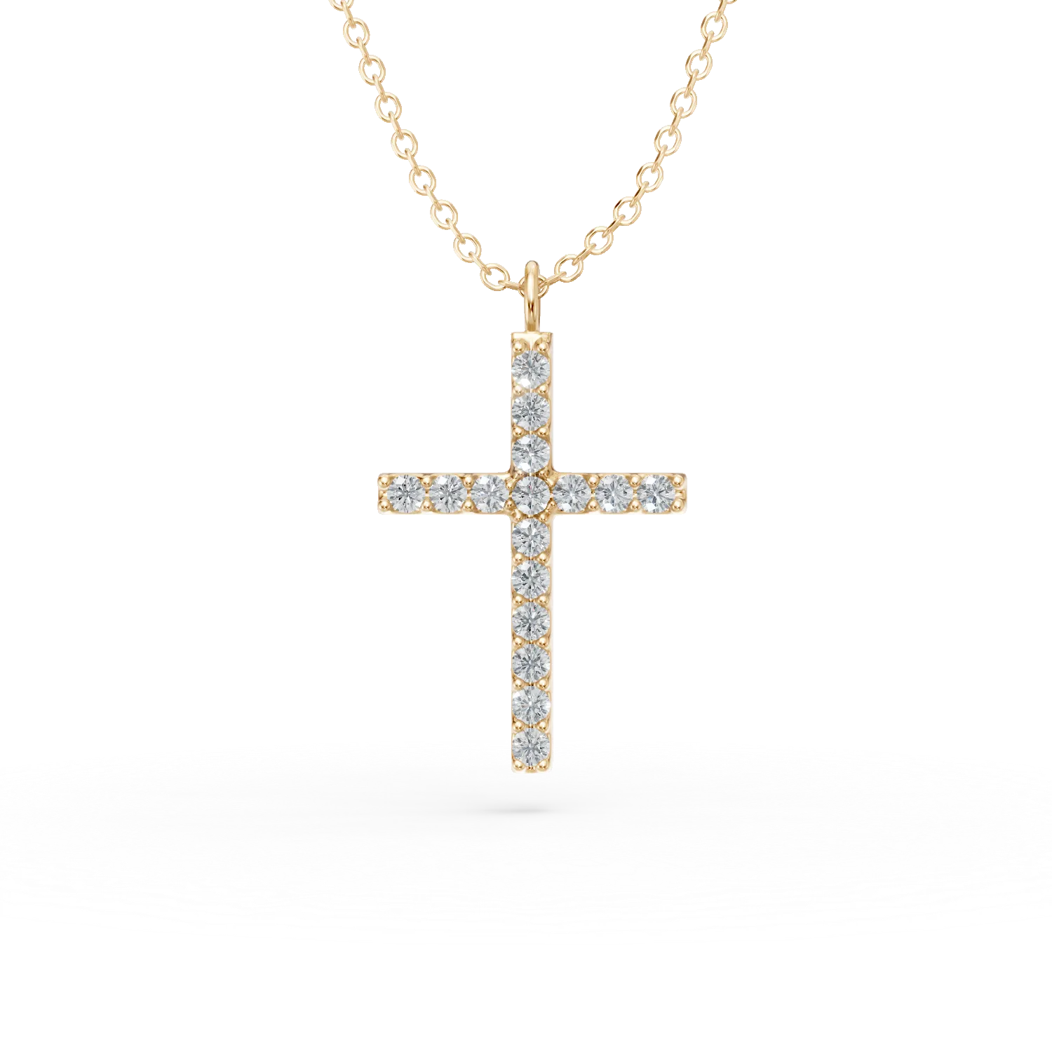 Lant cu pandantiv cruce din aur galben cu zirconii