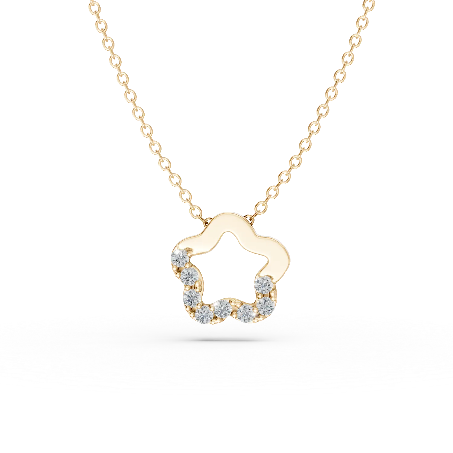 Lant din aur galben cu pandantiv floare si zirconii