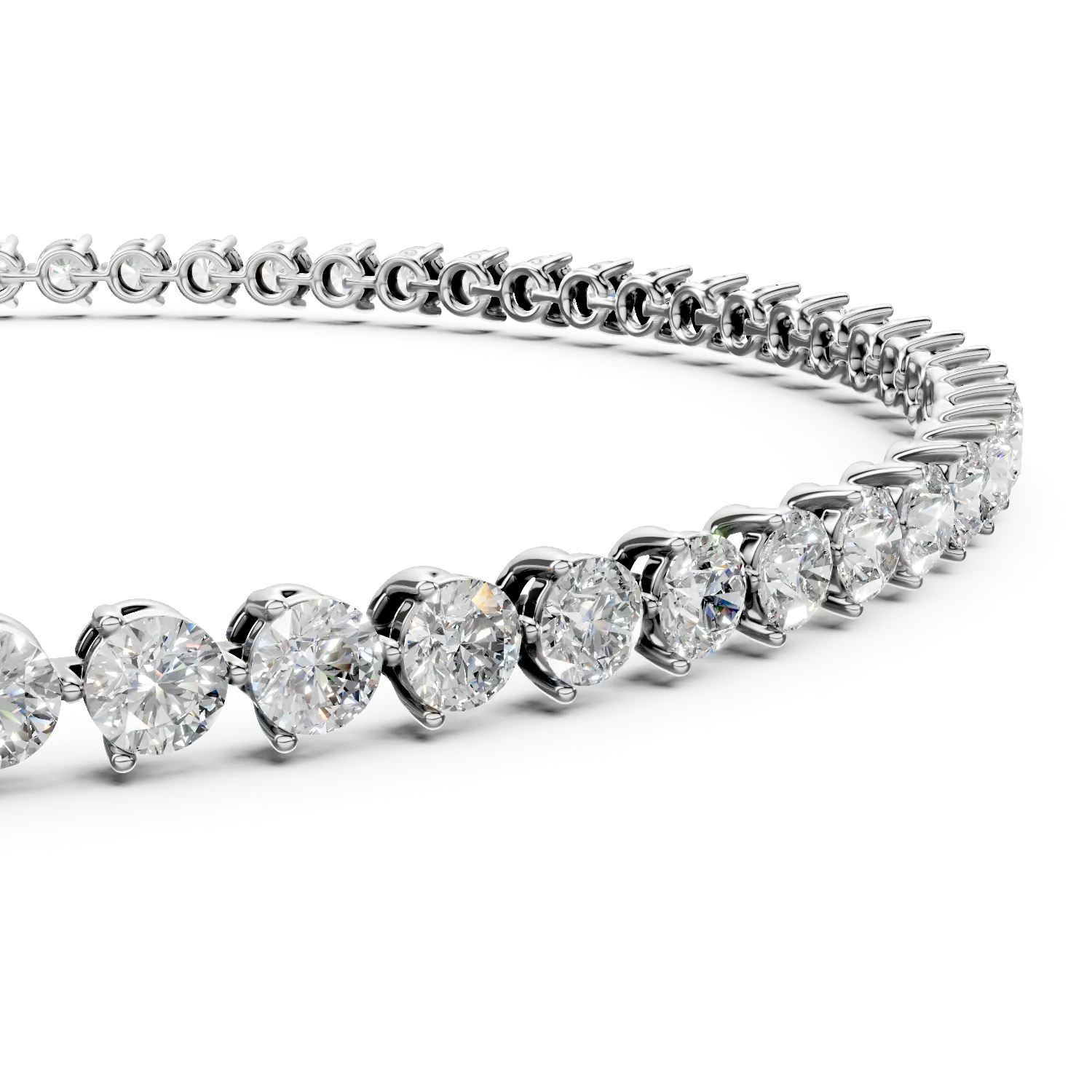 Bratara tennis din aur alb cu diamante create in laborator de 2.2ct