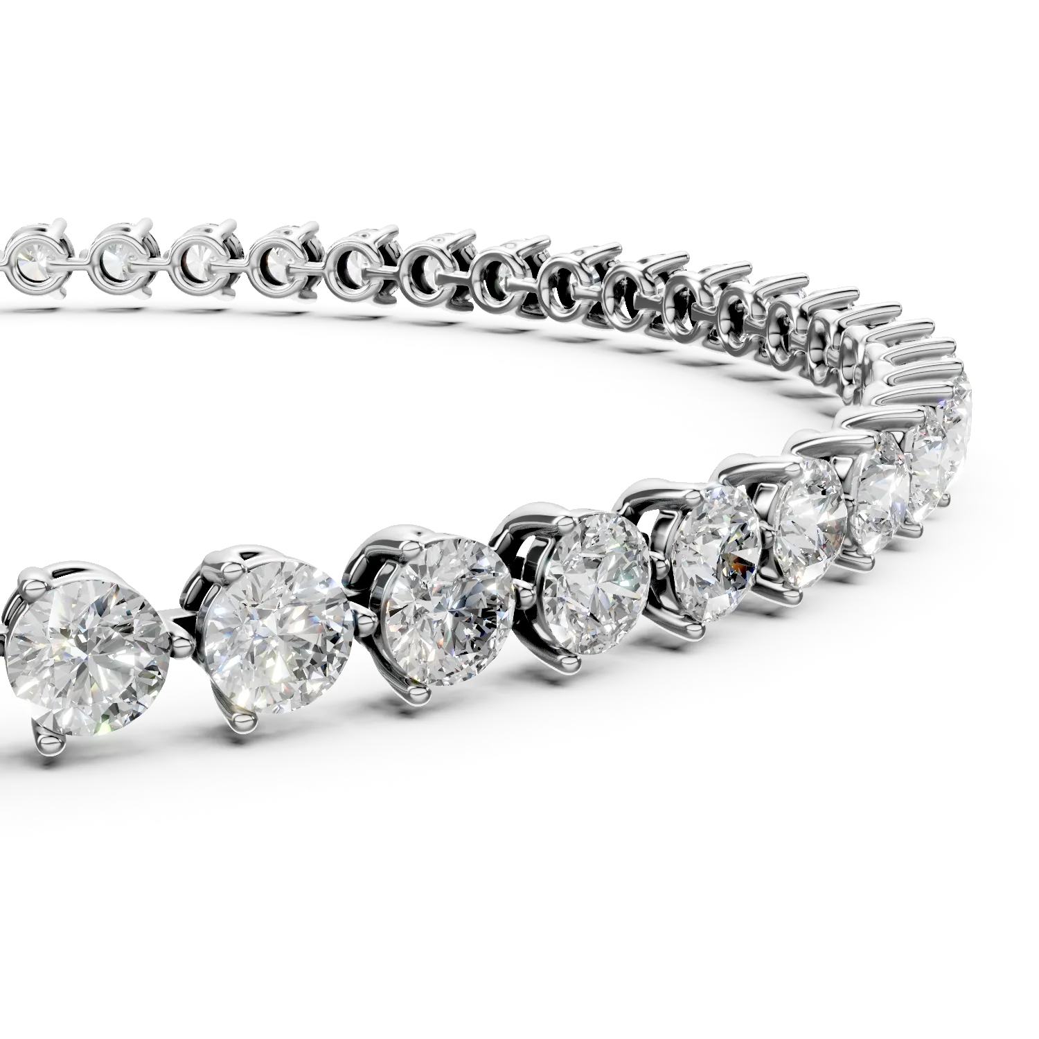 Bratara tennis din aur alb cu diamante create in laborator de 3.3ct