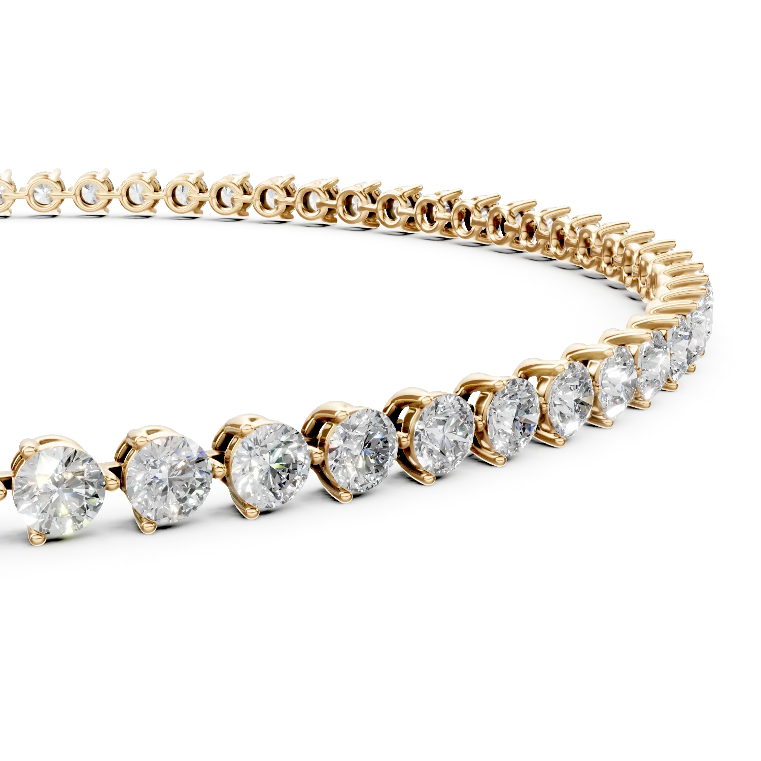 Bratara tennis din aur galben cu diamante create in laborator de 2ct