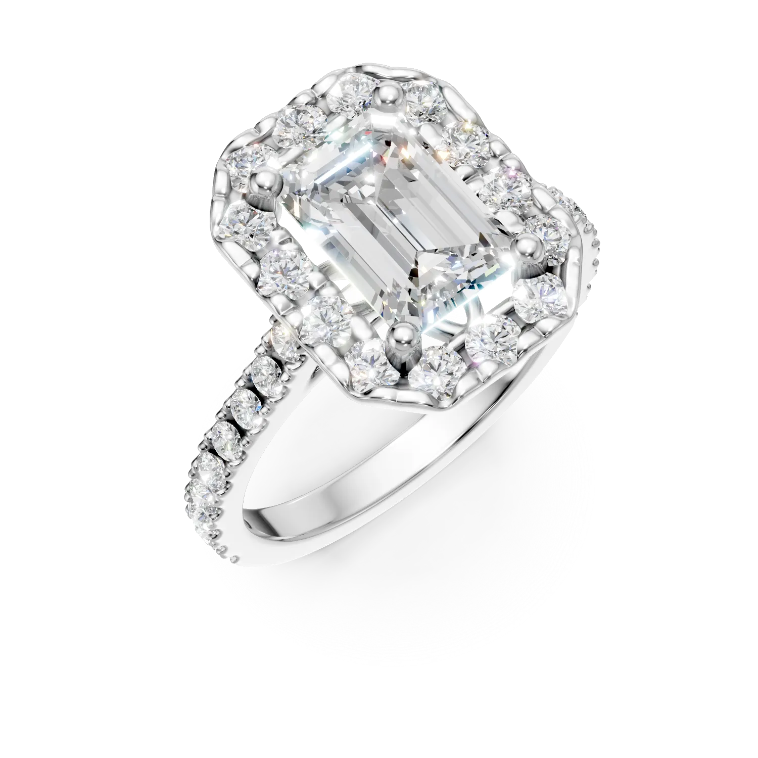 Inel din aur alb cu diamante de 0.6ct create in laborator