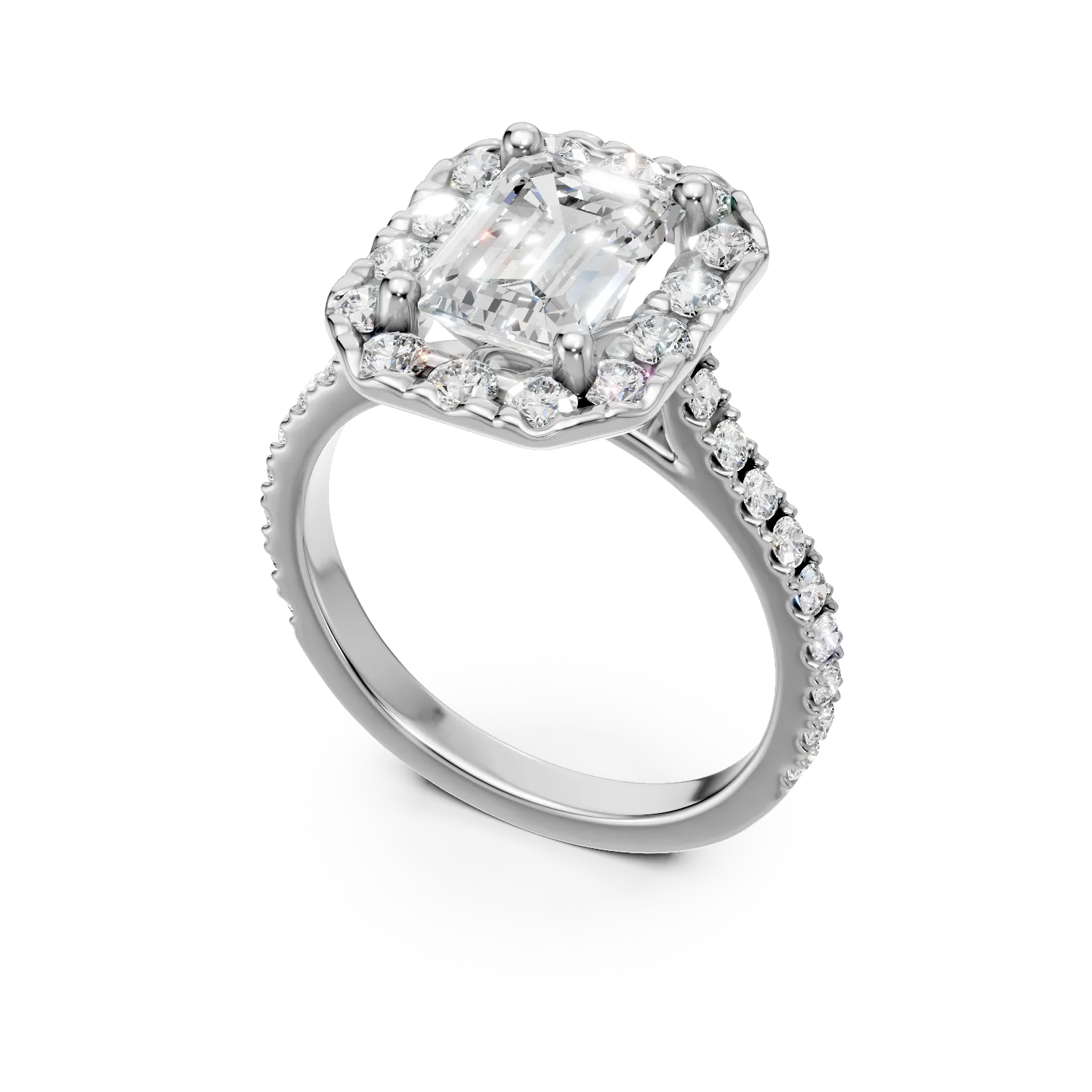 Inel din aur alb cu diamante de 0.6ct create in laborator