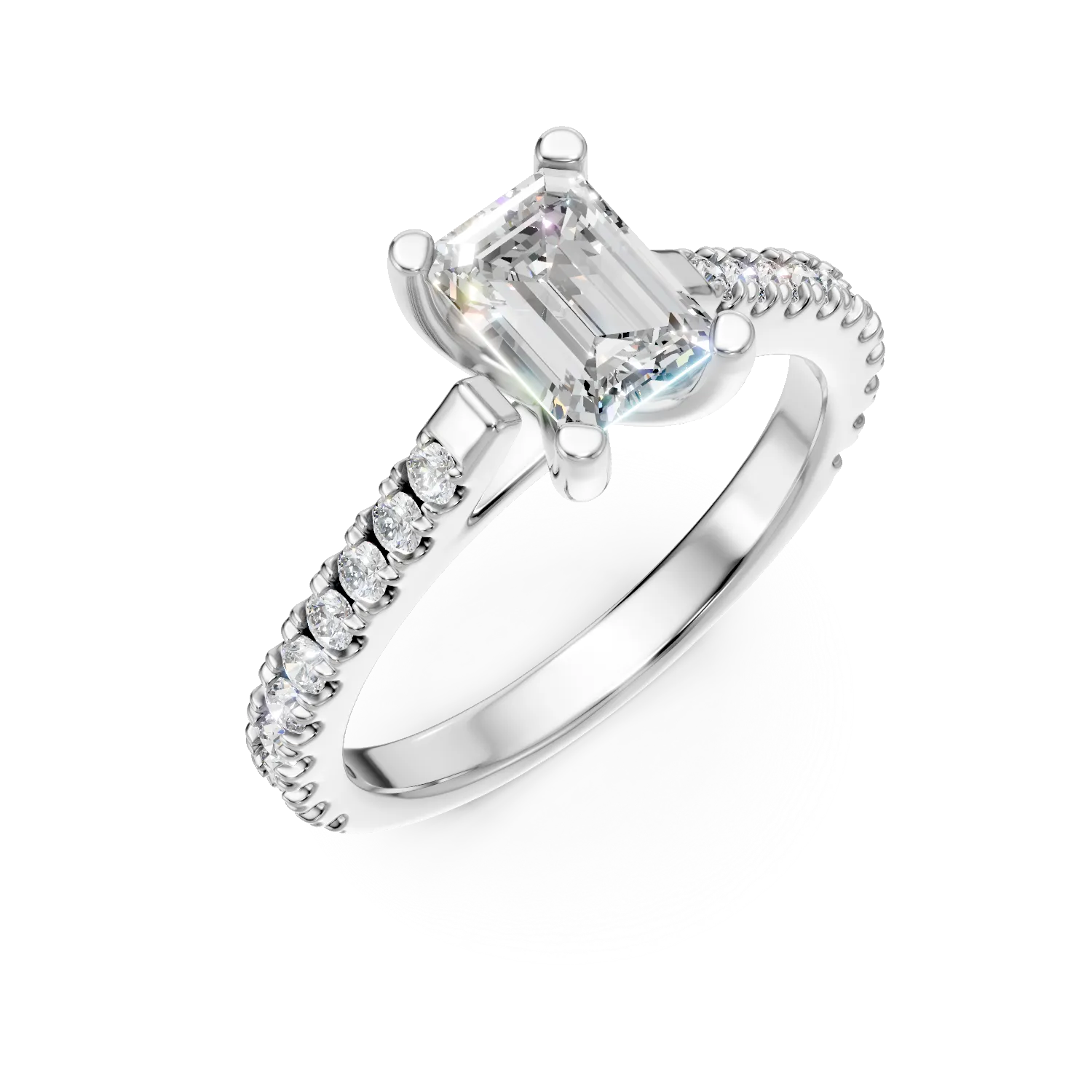 Inel de logodna din aur alb cu diamante de 0.5ct create in laborator