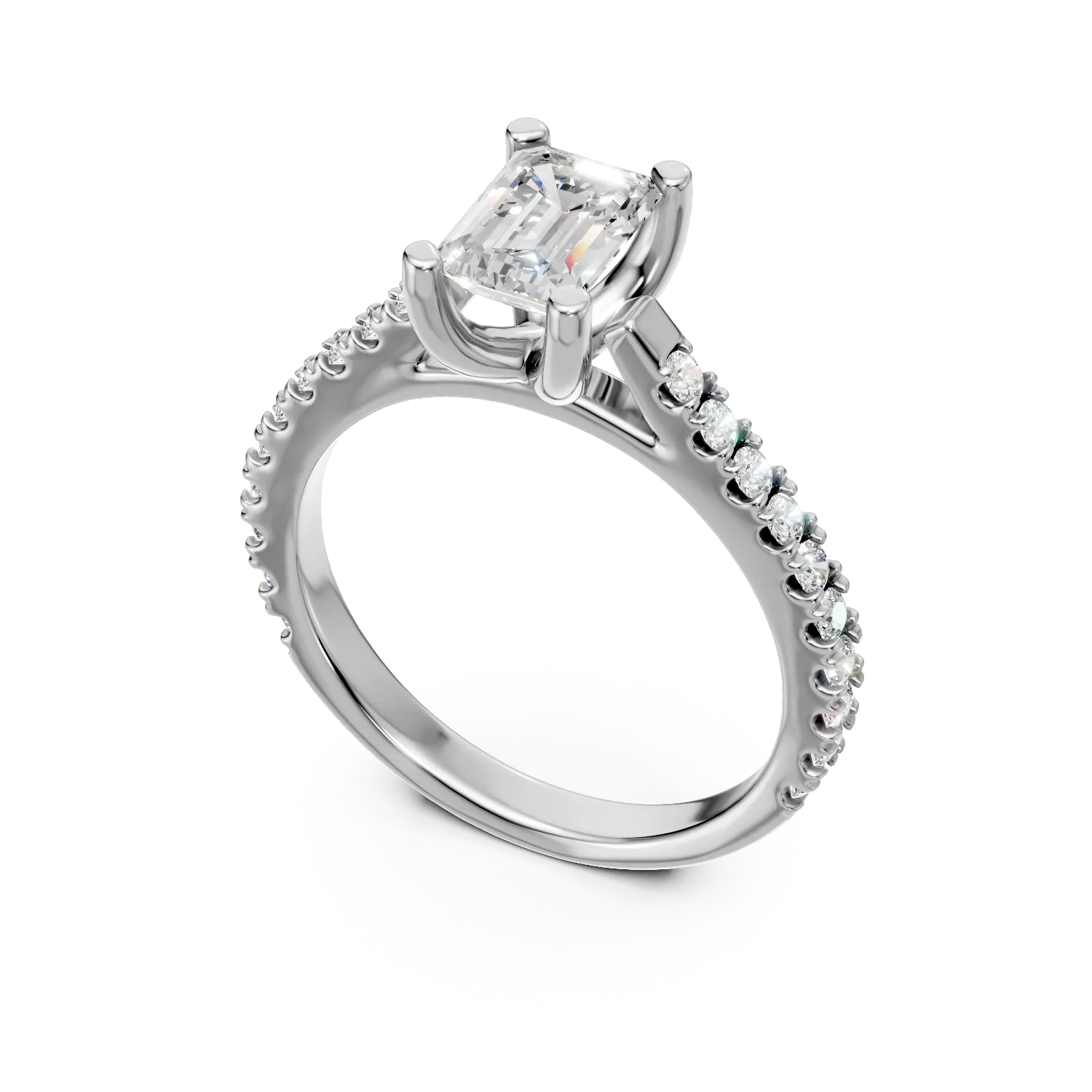 Inel de logodna din aur alb cu diamante de 0.5ct create in laborator