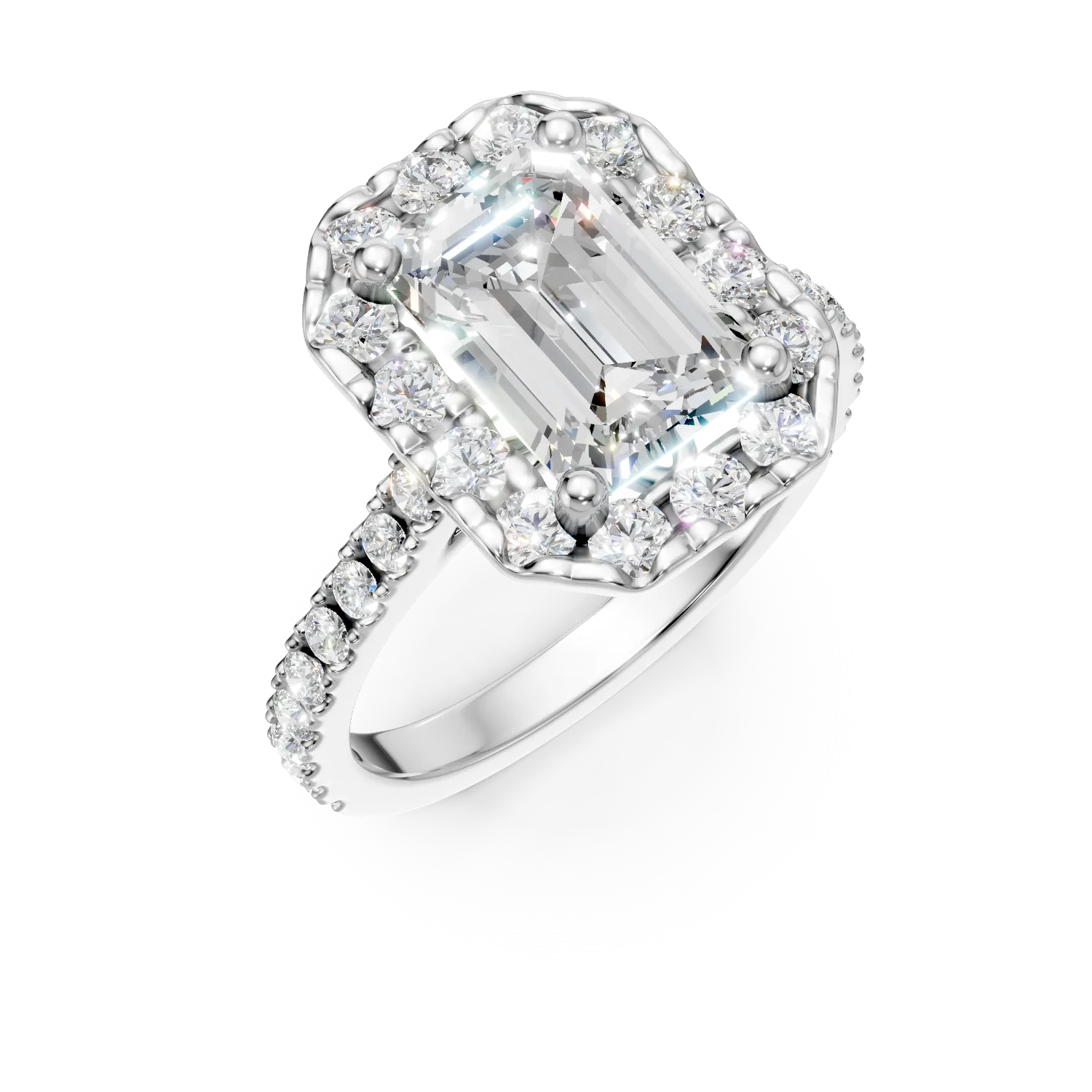 Inel din aur alb cu diamante de 1.5ct create in laborator