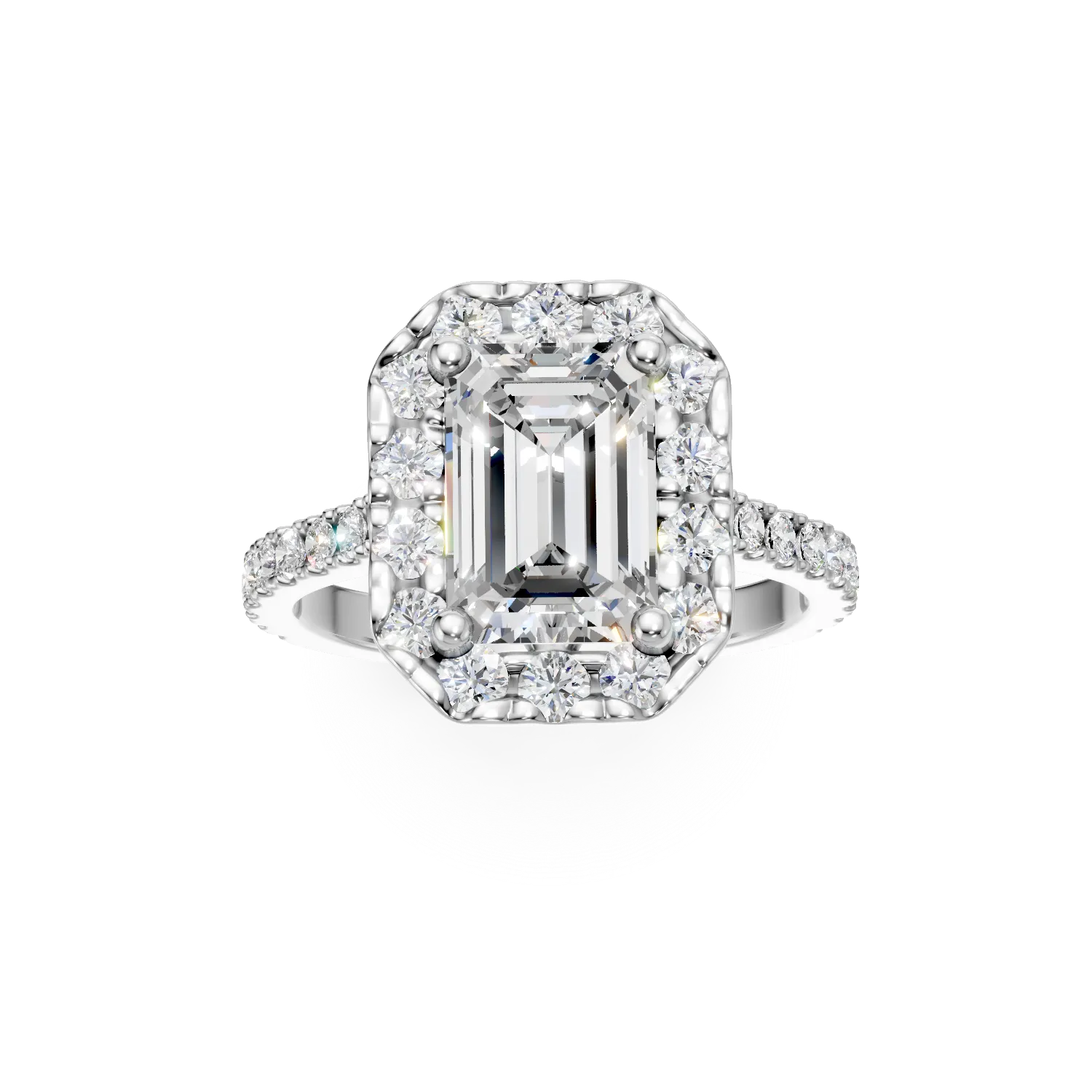 Inel din aur alb cu diamante de 1.5ct create in laborator