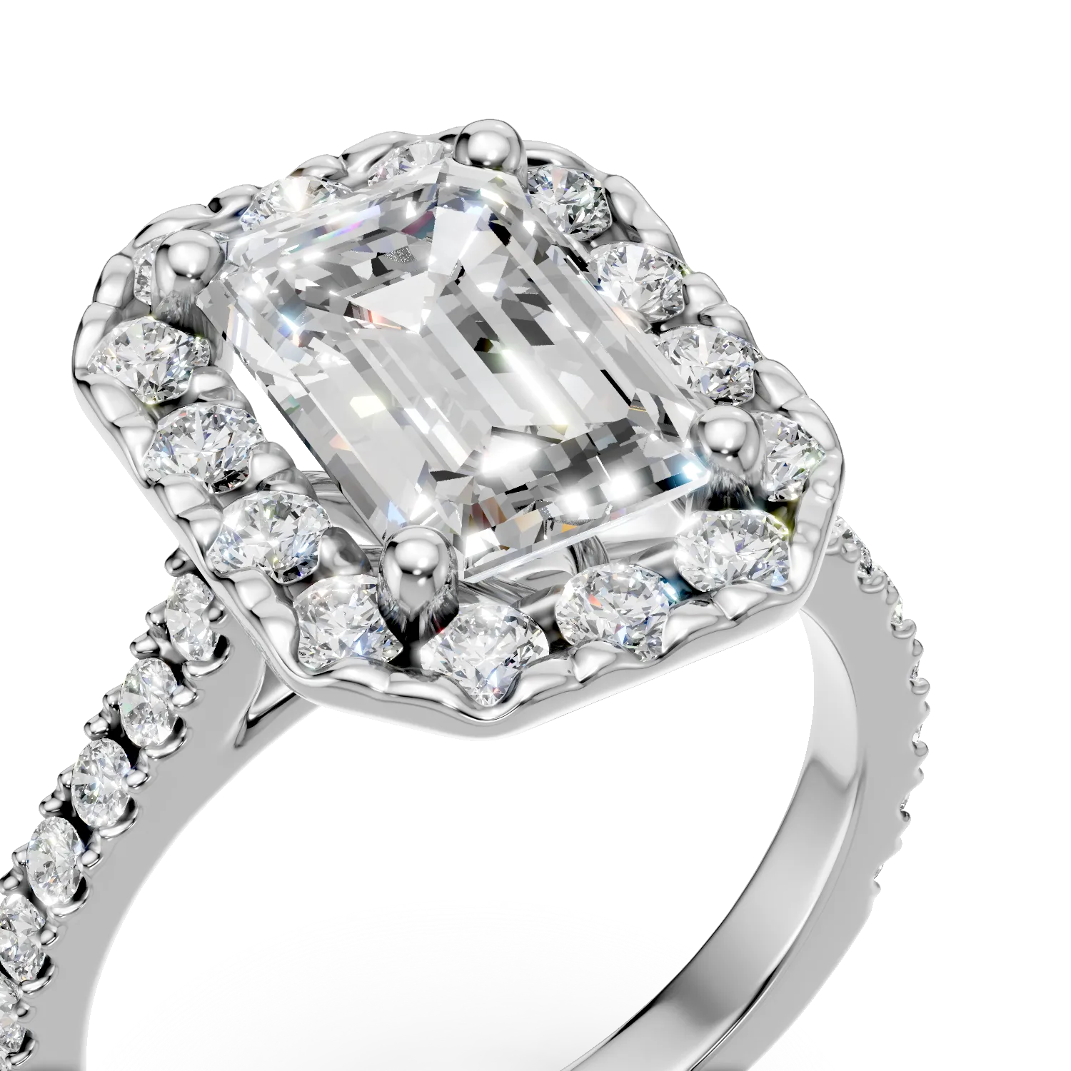 Inel din aur alb cu diamante de 1.5ct create in laborator