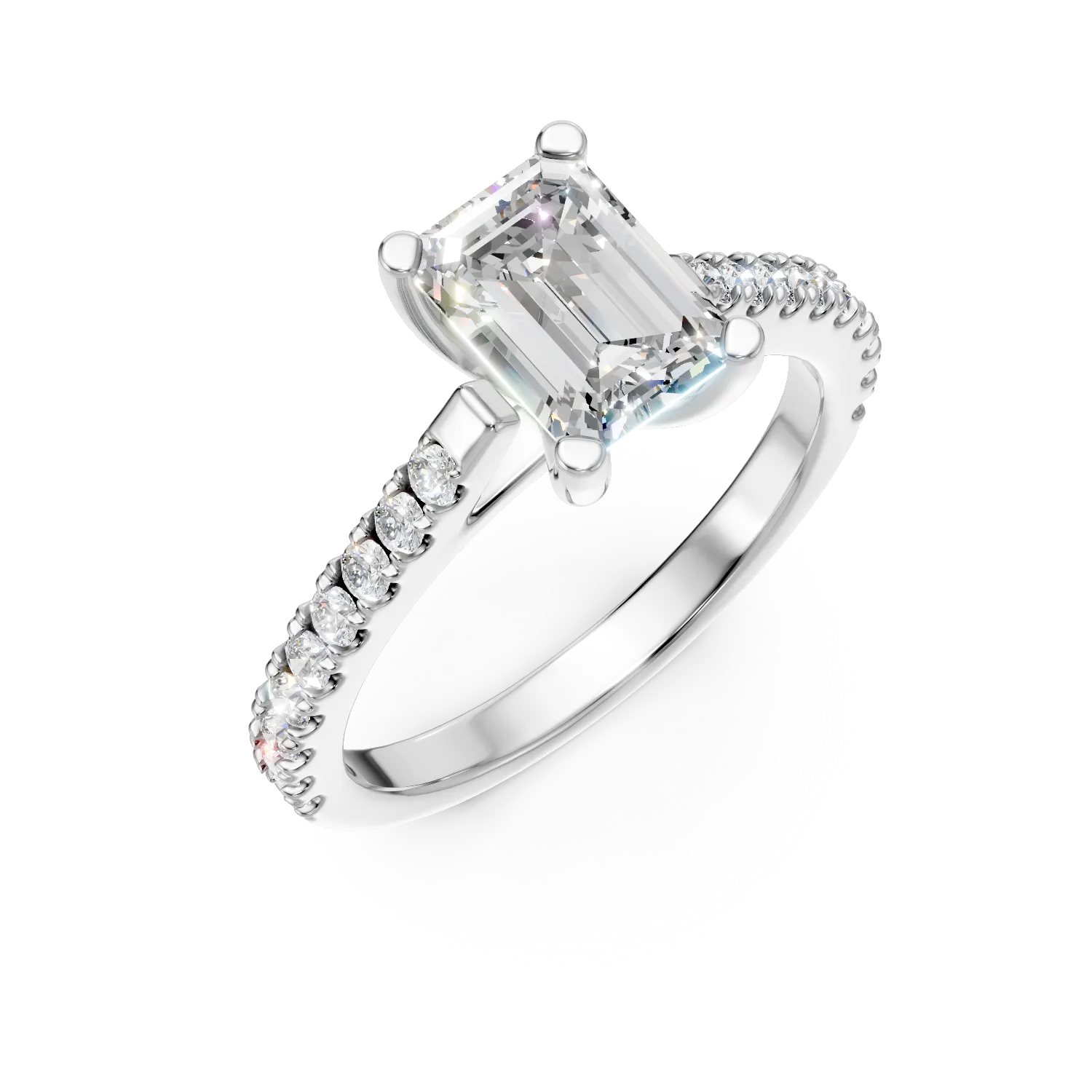 Inel de logodna din aur alb cu diamante de 0.9ct create in laborator