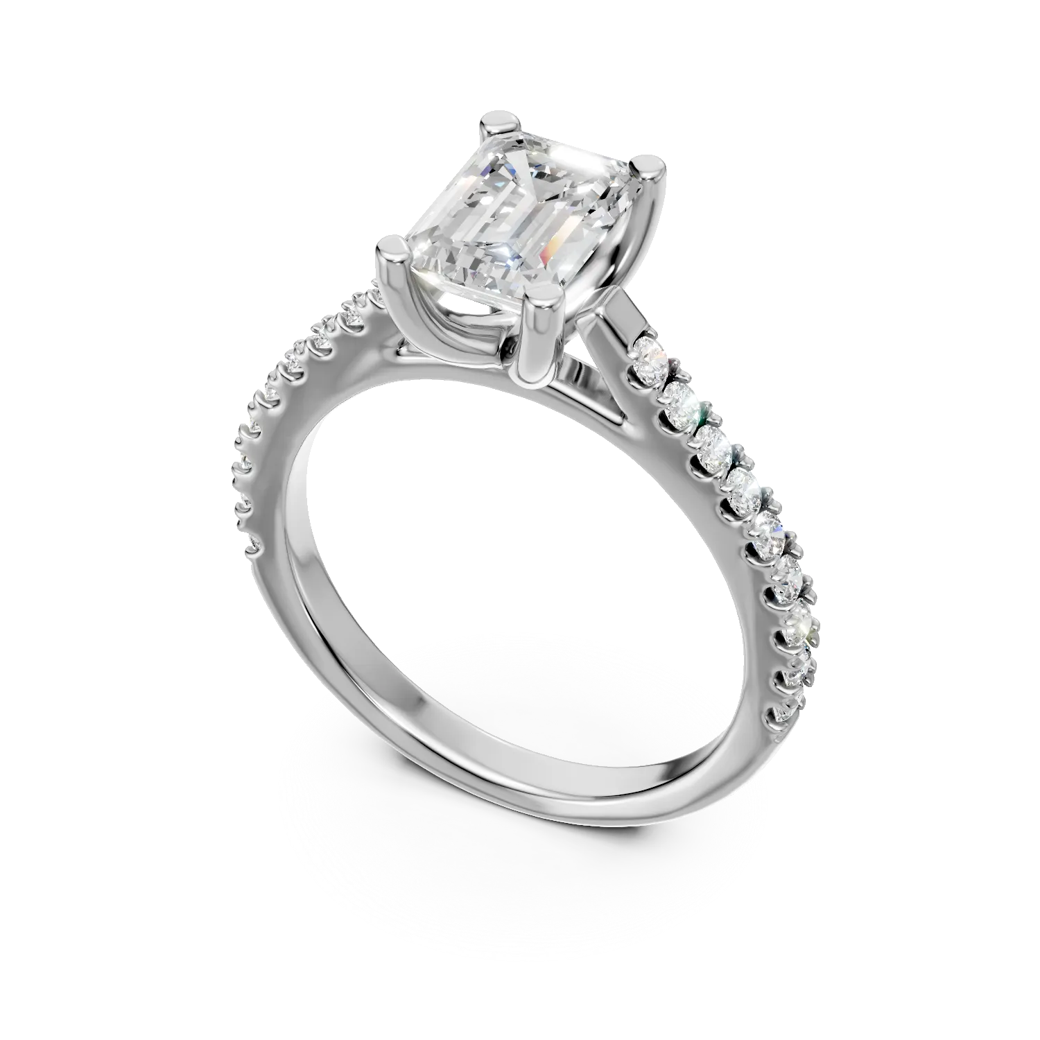 Inel de logodna din aur alb cu diamante de 0.9ct create in laborator