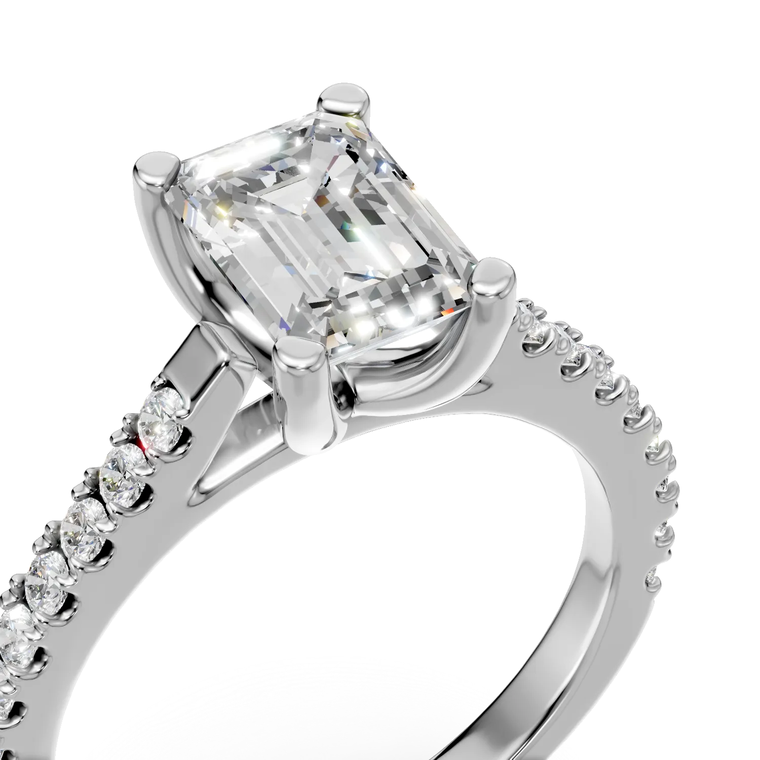 Inel de logodna din aur alb cu diamante de 0.9ct create in laborator