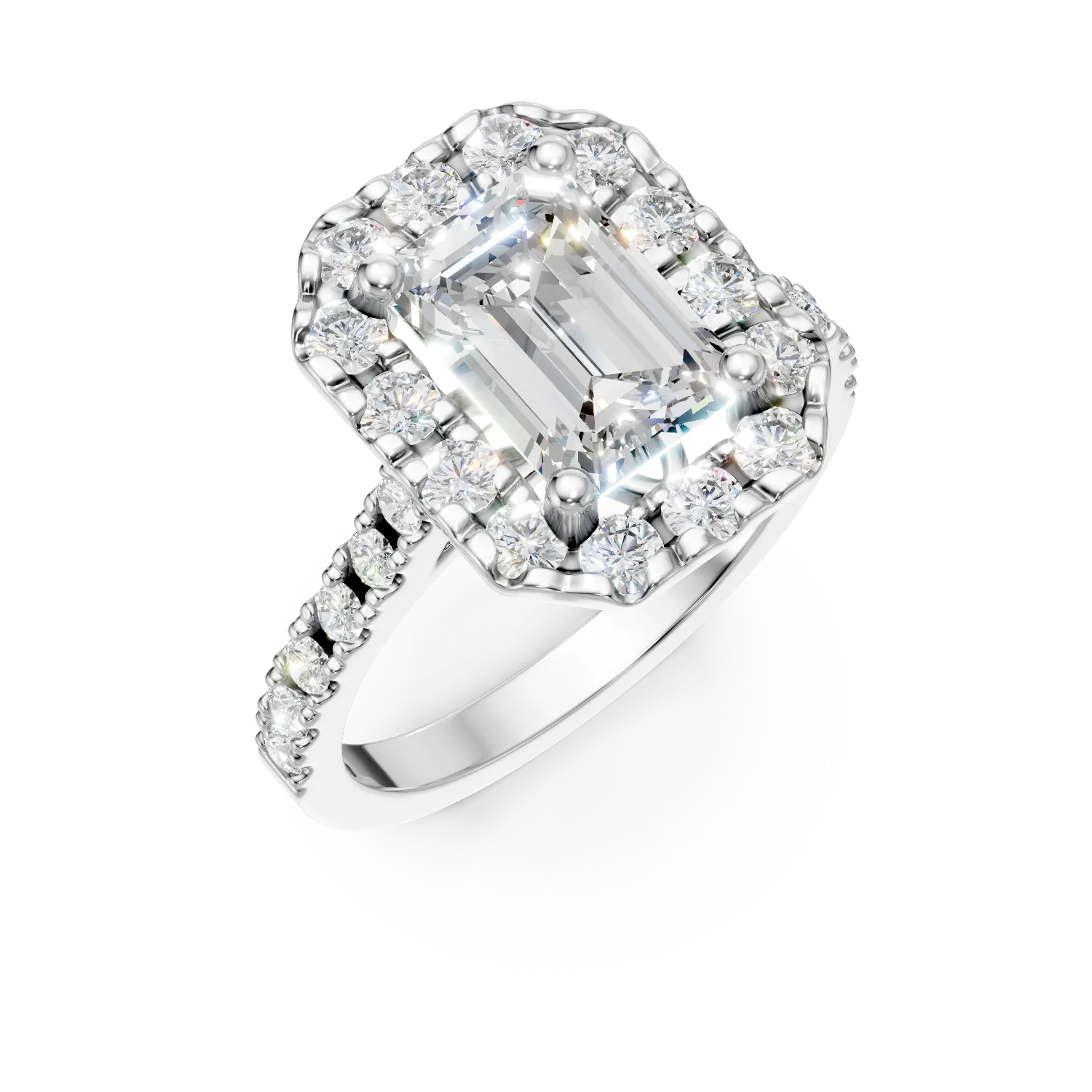 Inel din aur alb cu diamante de 2.3ct create in laborator