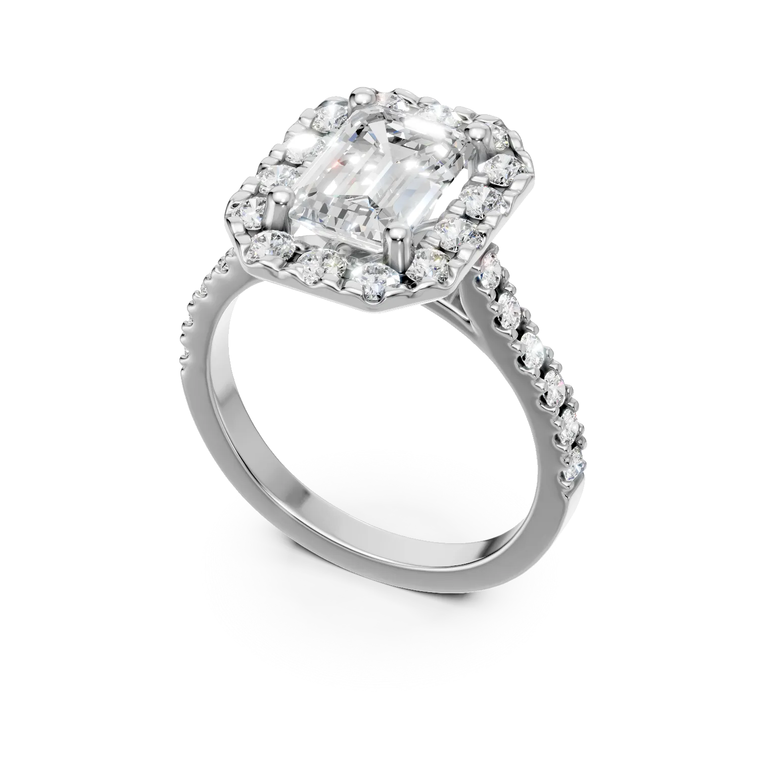 Inel din aur alb cu diamante de 2.3ct create in laborator