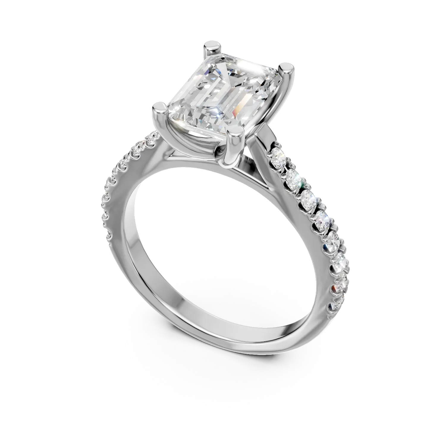 Inel de logodna din aur alb cu diamante de 1.2ct create in laborator