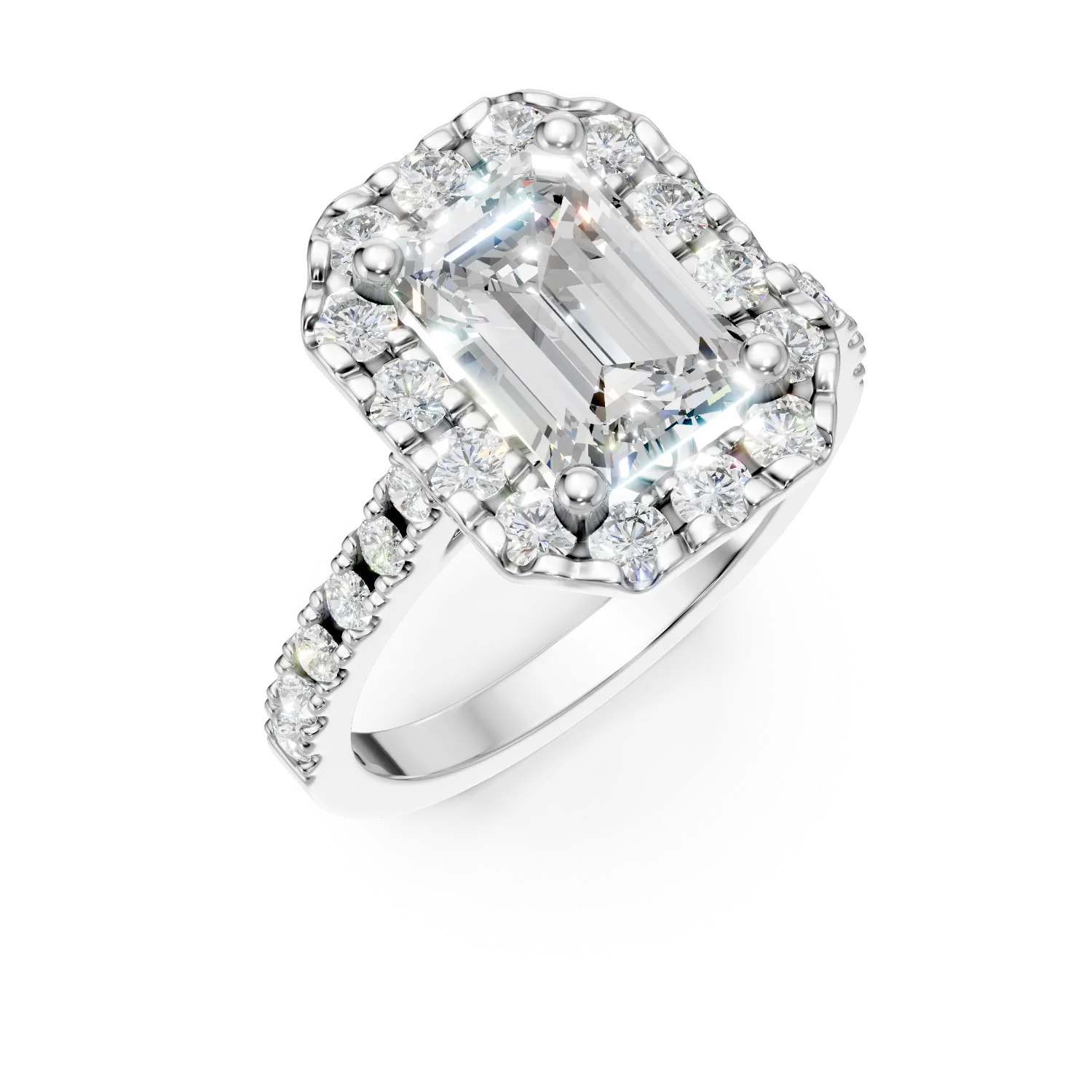 Inel din aur alb cu diamante de 3ct create in laborator