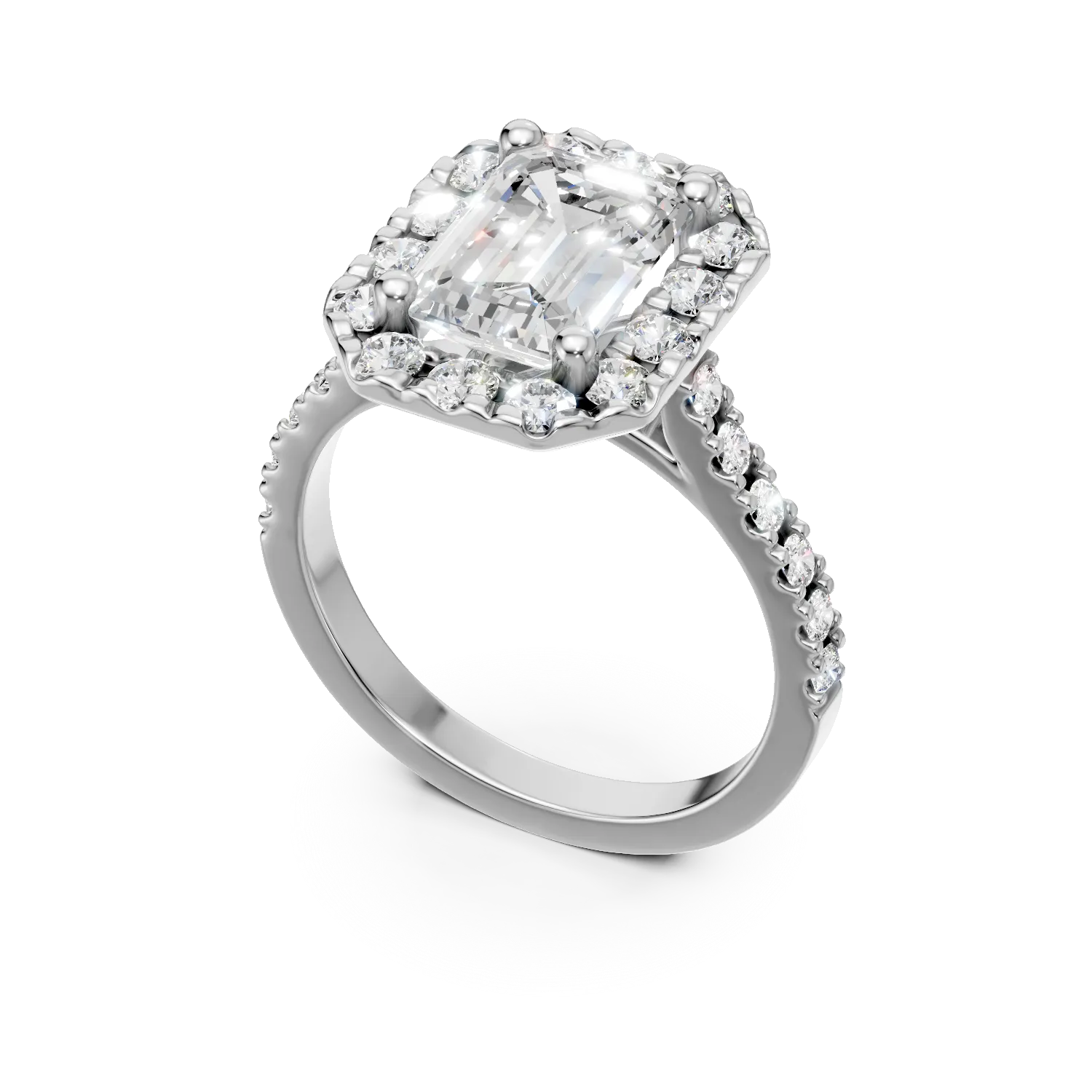 Inel din aur alb cu diamante de 3ct create in laborator