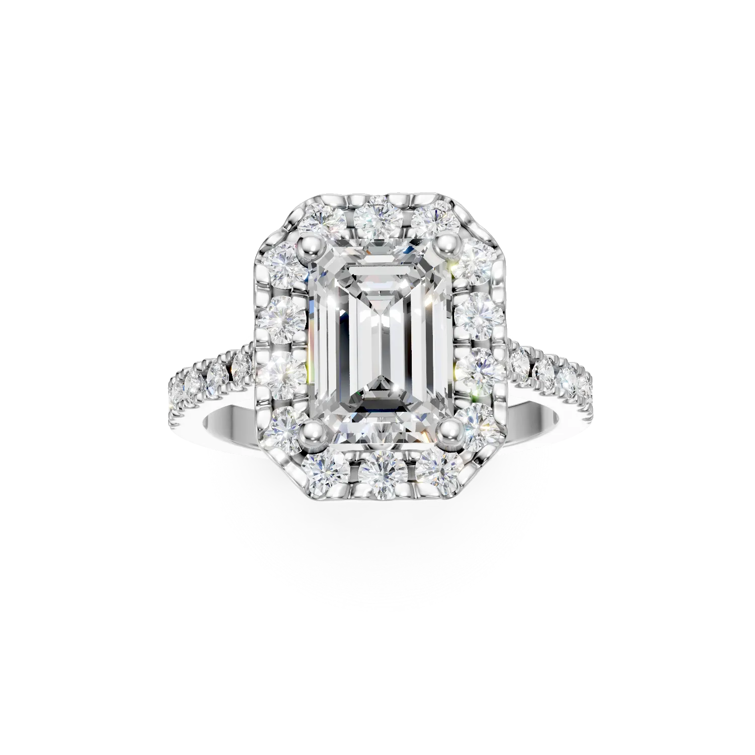 Inel din aur alb cu diamante de 3ct create in laborator