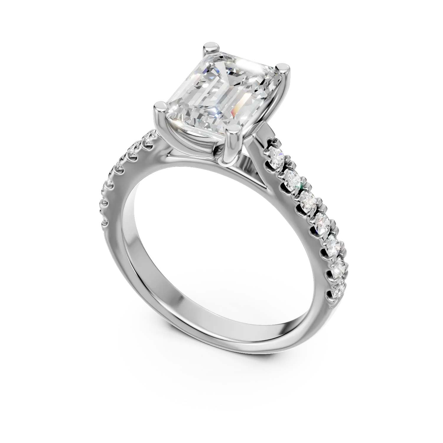 Inel de logodna din aur alb cu diamante de 1.8ct create in laborator