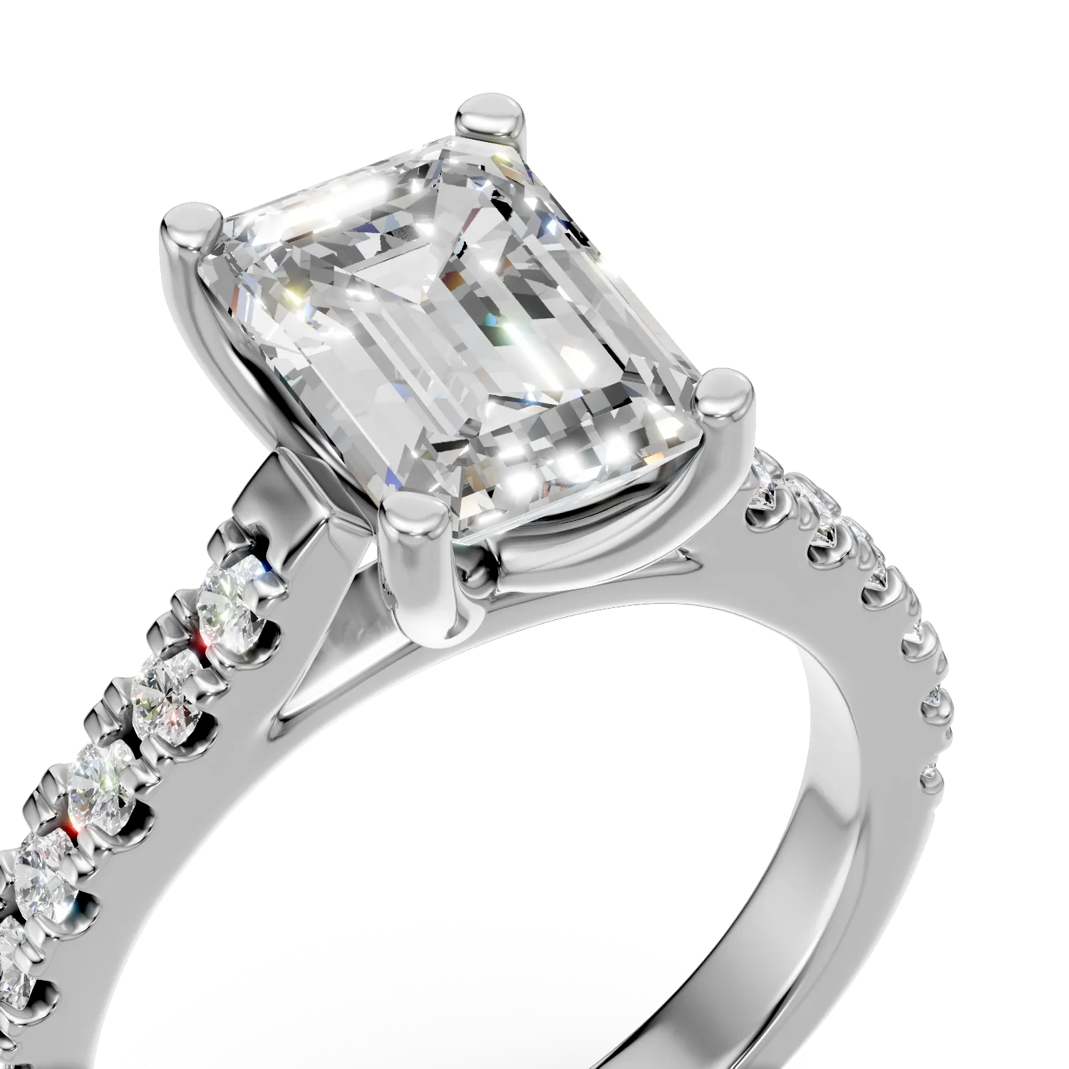 Inel de logodna din aur alb cu diamante de 1.8ct create in laborator