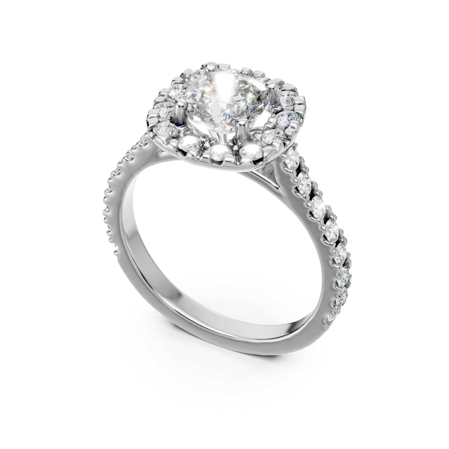 Inel din aur alb cu diamante de 1.1ct create in laborator
