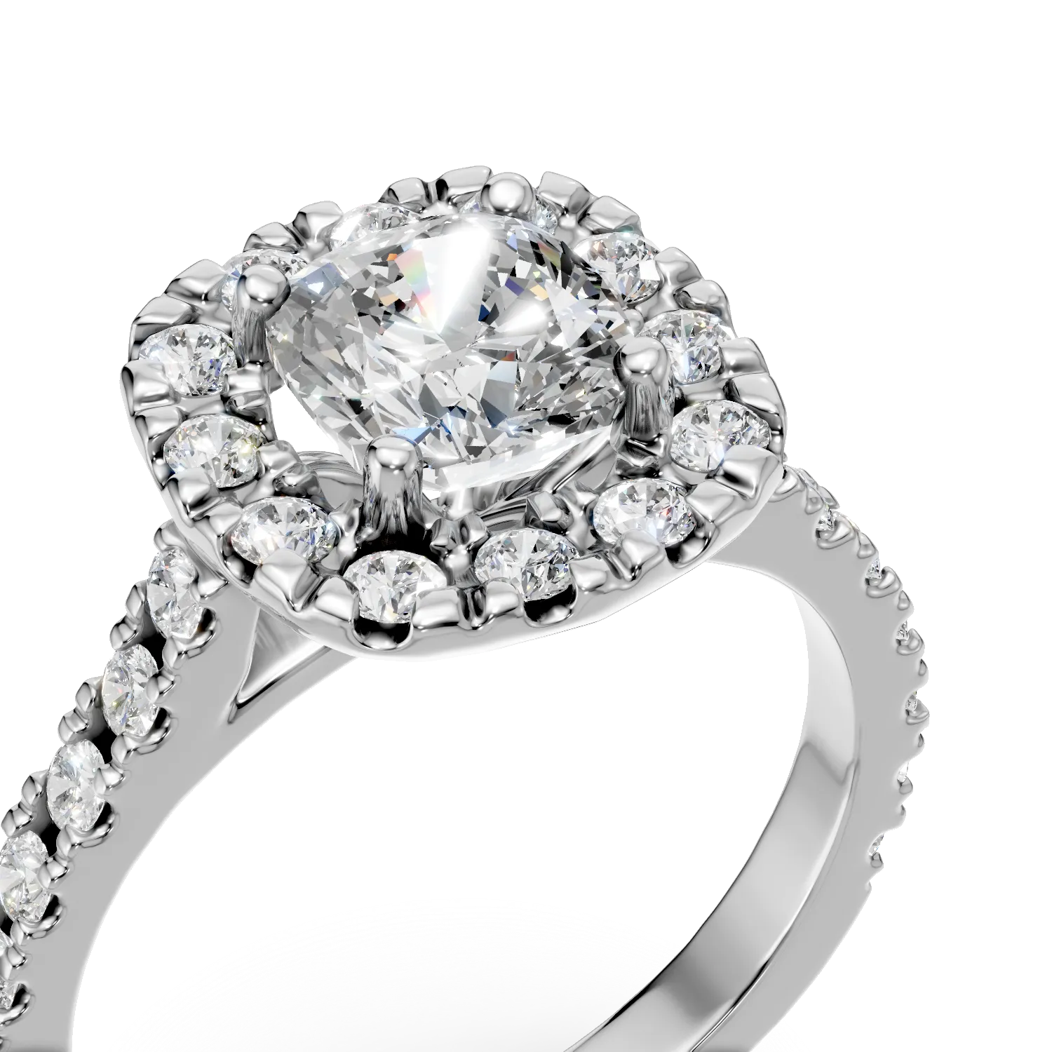 Inel din aur alb cu diamante de 1.1ct create in laborator