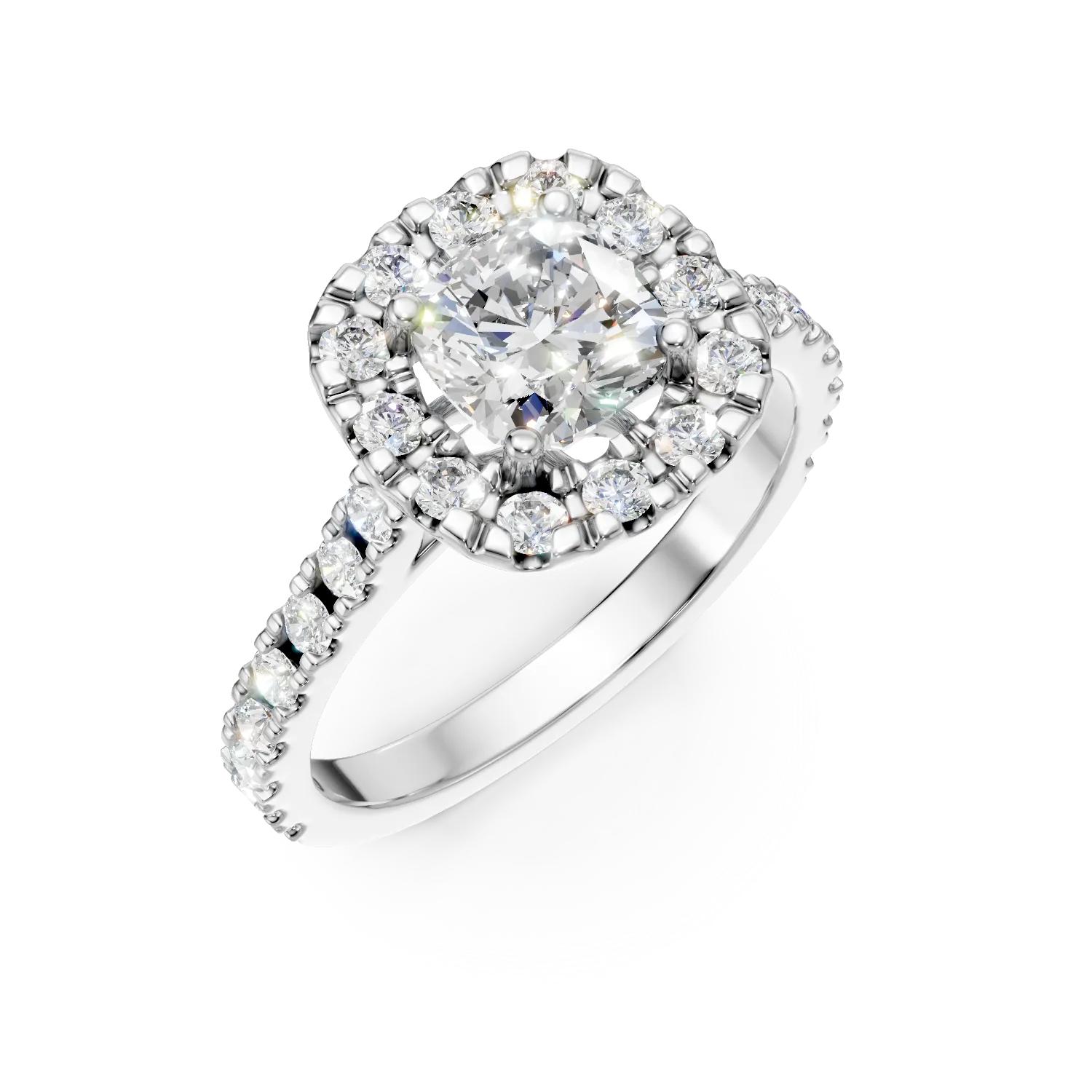 Inel din aur alb cu diamante de 1.1ct create in laborator