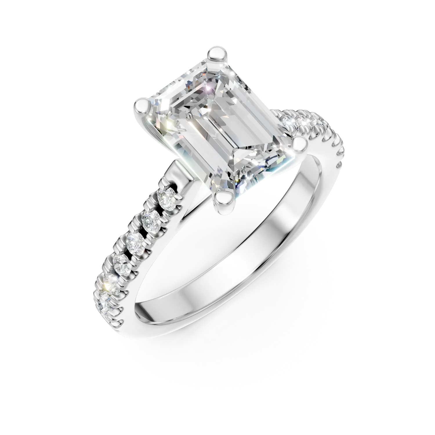 Inel de logodna din aur alb cu diamante de 2.3ct create in laborator