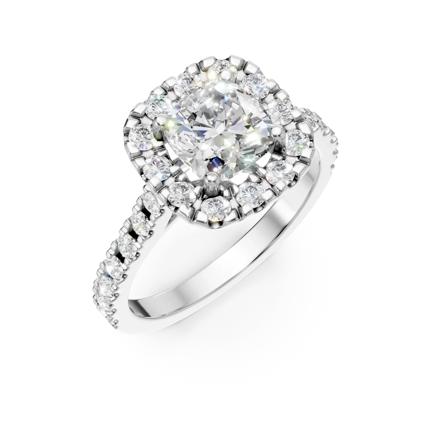 Inel din aur alb cu diamante de 1.5ct create in laborator