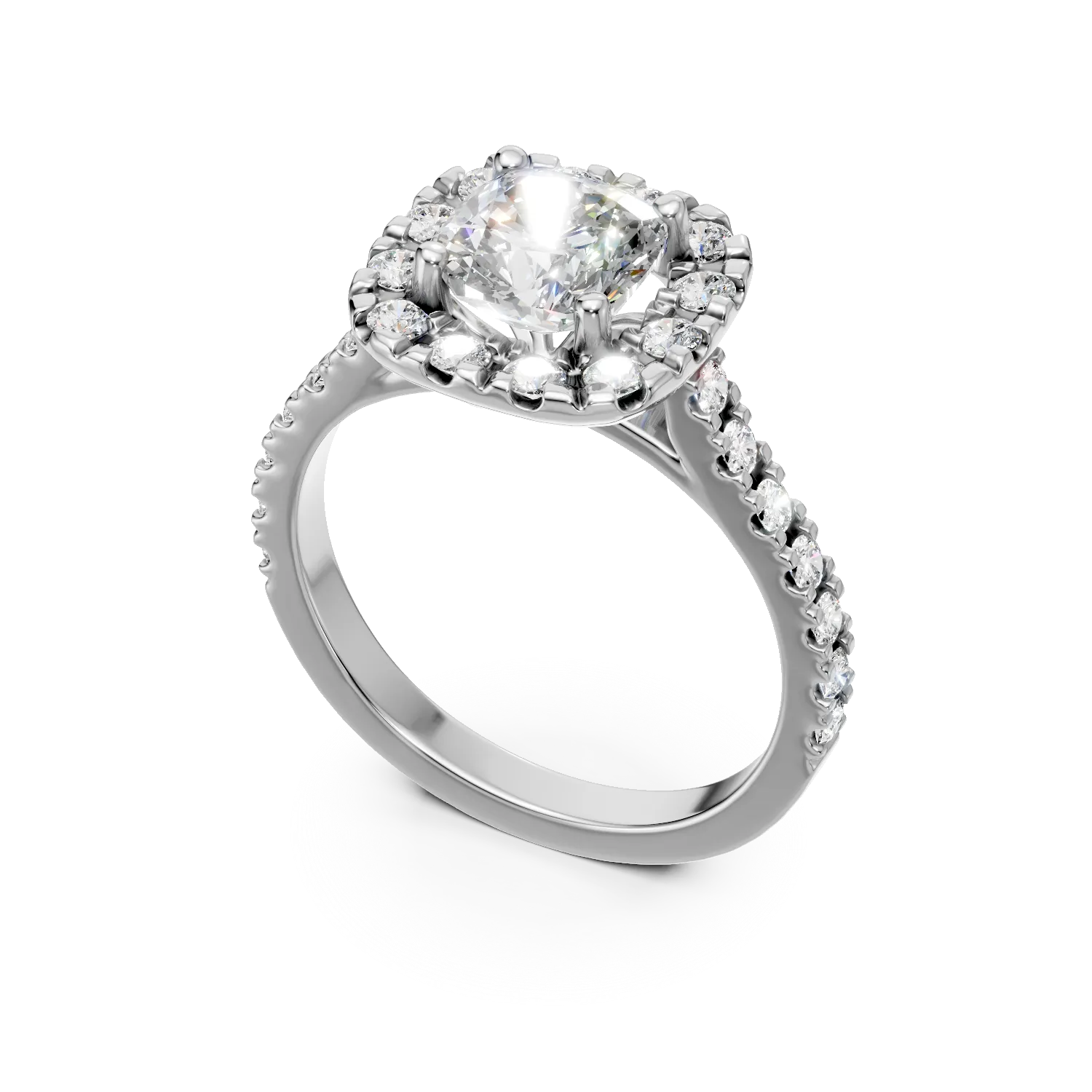Inel din aur alb cu diamante de 1.5ct create in laborator