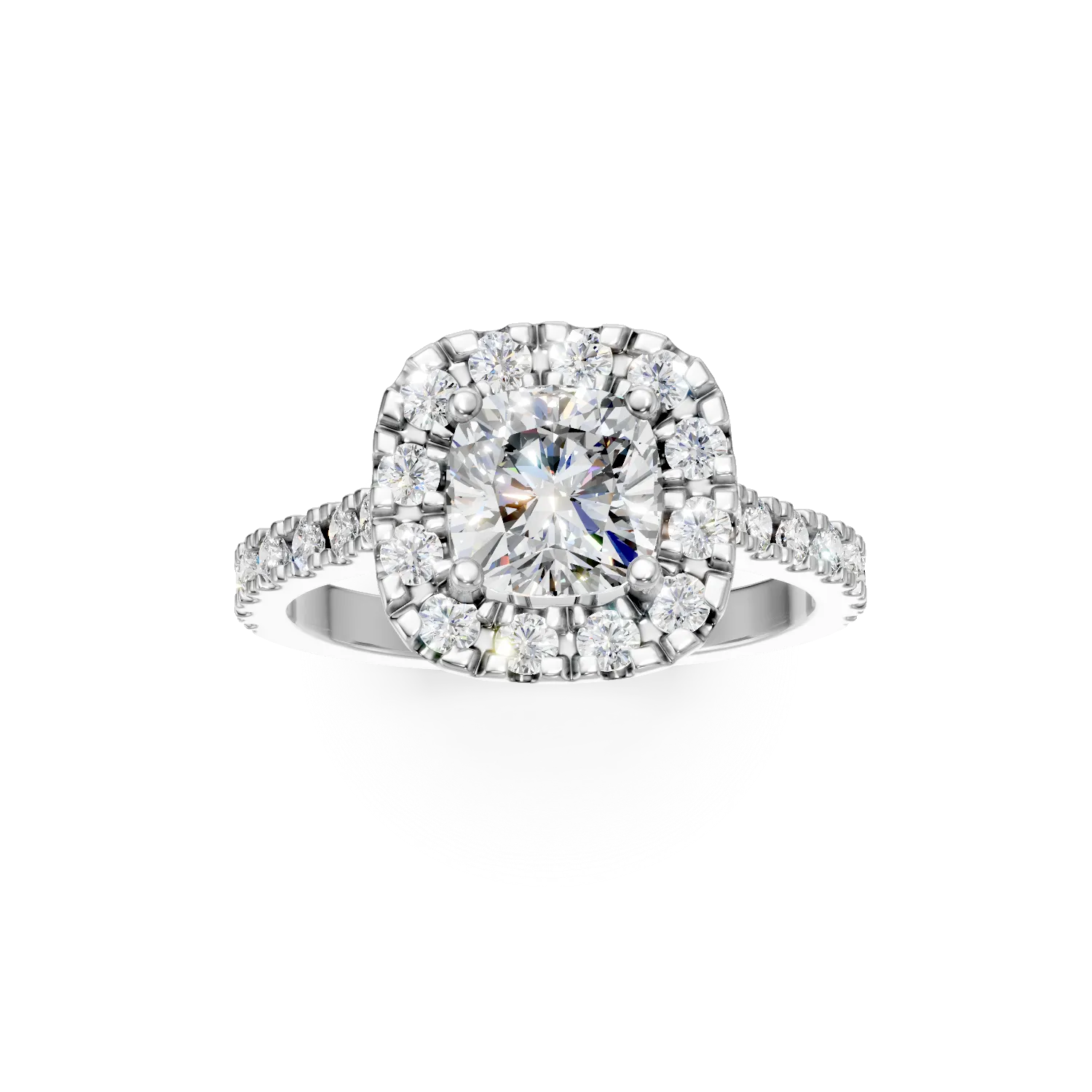 Inel din aur alb cu diamante de 1.5ct create in laborator