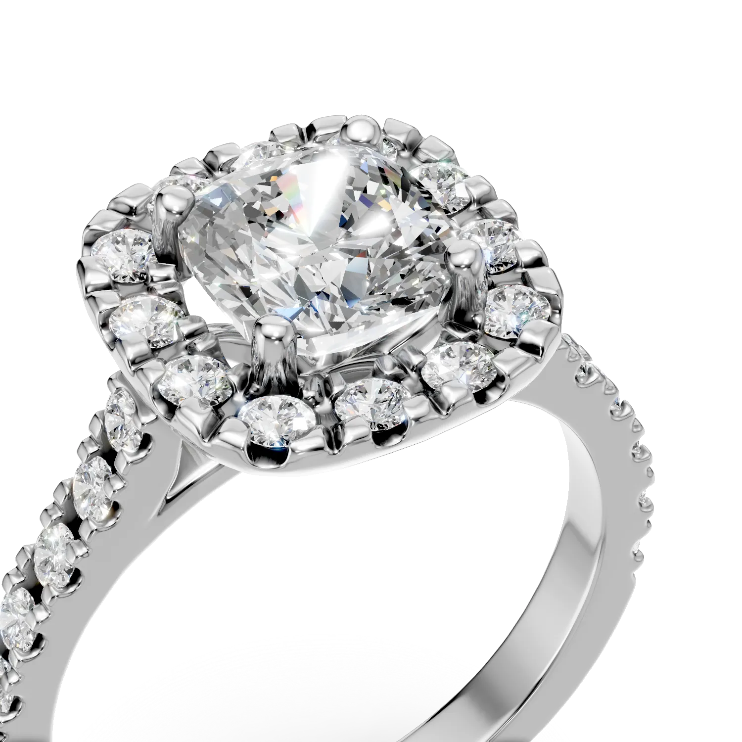 Inel din aur alb cu diamante de 1.5ct create in laborator