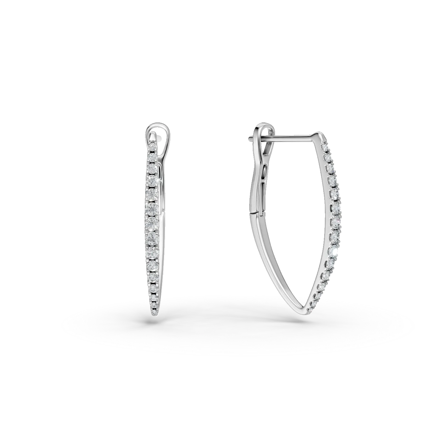 Cercei geometrici din aur alb cu diamante de 0.3ct create in laborator