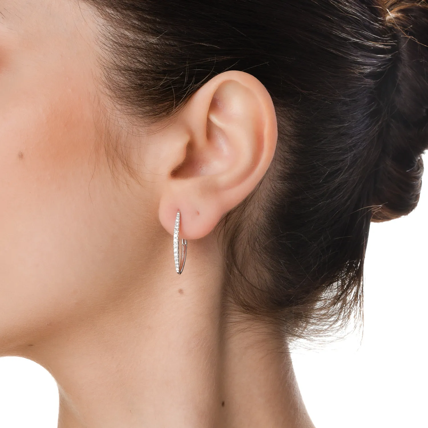 Cercei geometrici din aur alb cu diamante de 0.3ct create in laborator - imagine 3