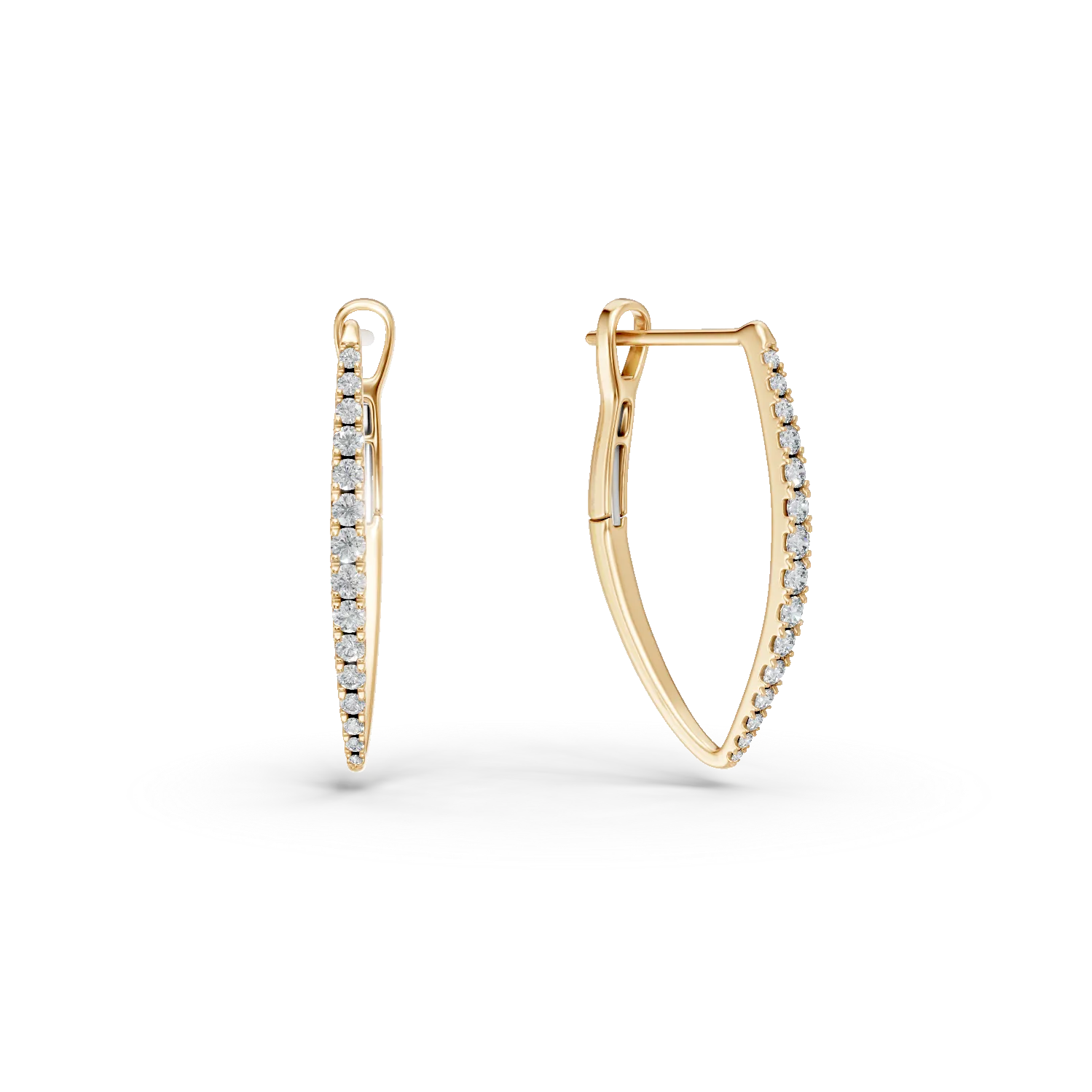Cercei geometrici din aur galben cu diamante de 0.3ct create in laborator