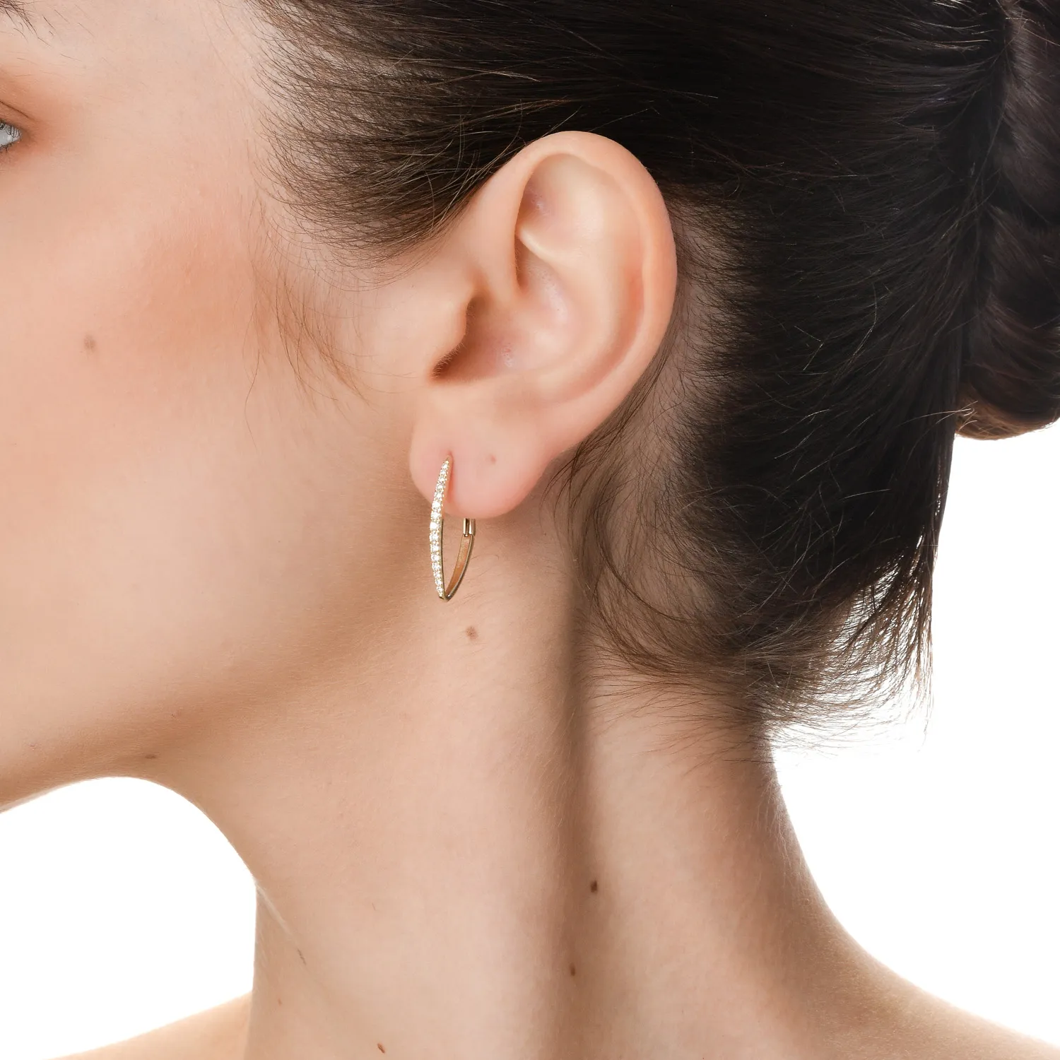 Cercei geometrici din aur galben cu diamante de 0.3ct create in laborator - imagine 3