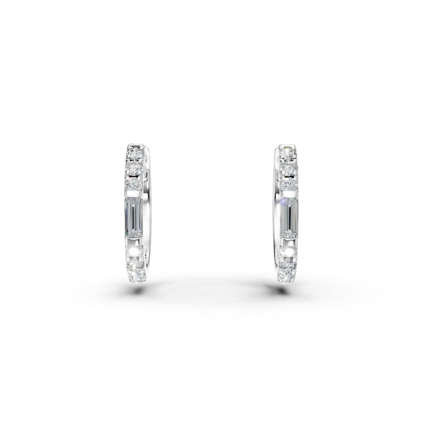 Cercei din aur alb cu diamante de 0.2ct create in laborator