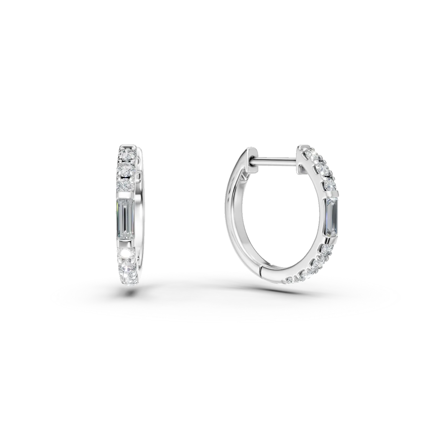 Cercei din aur alb cu diamante de 0.2ct create in laborator