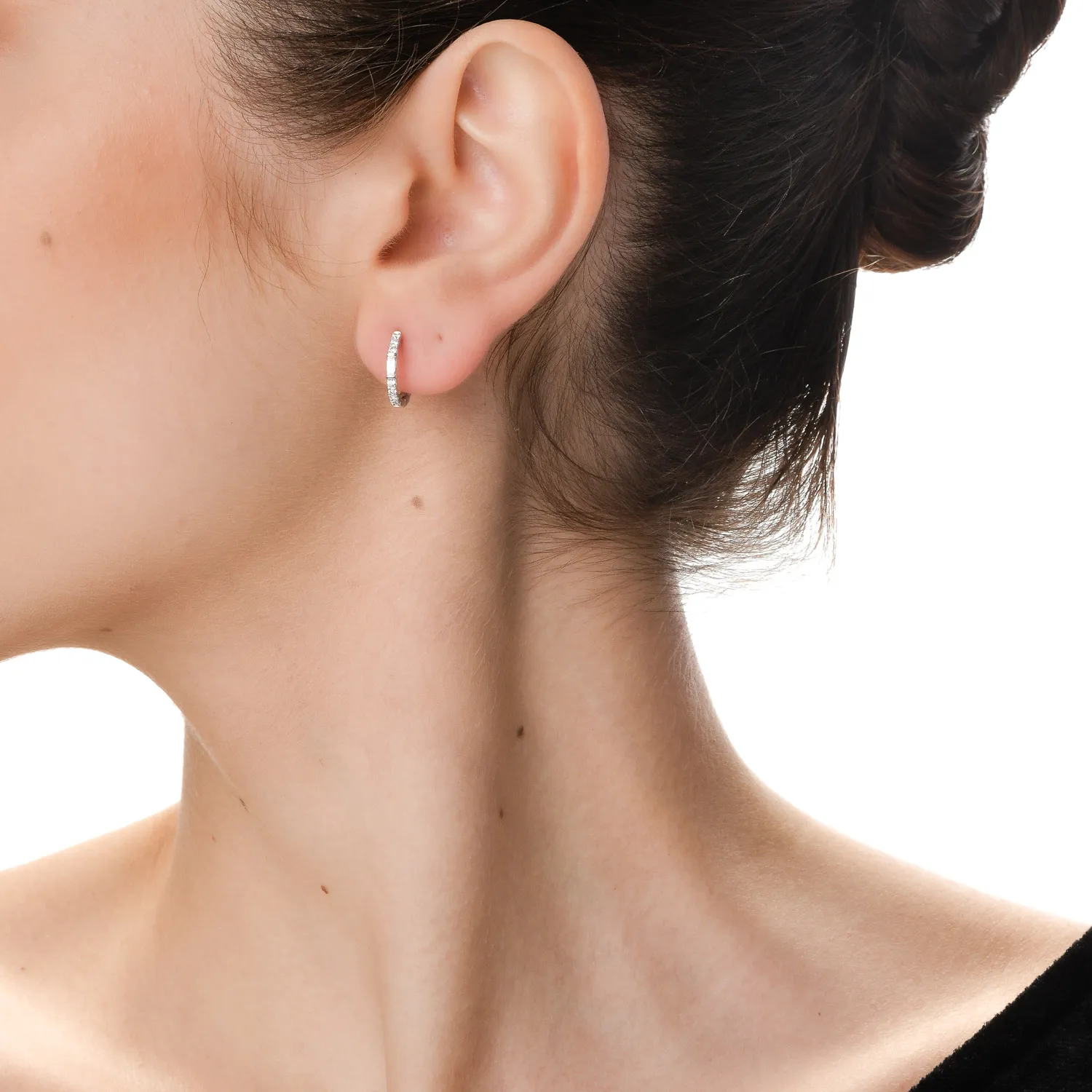 Cercei din aur alb cu diamante de 0.2ct create in laborator - imagine 3