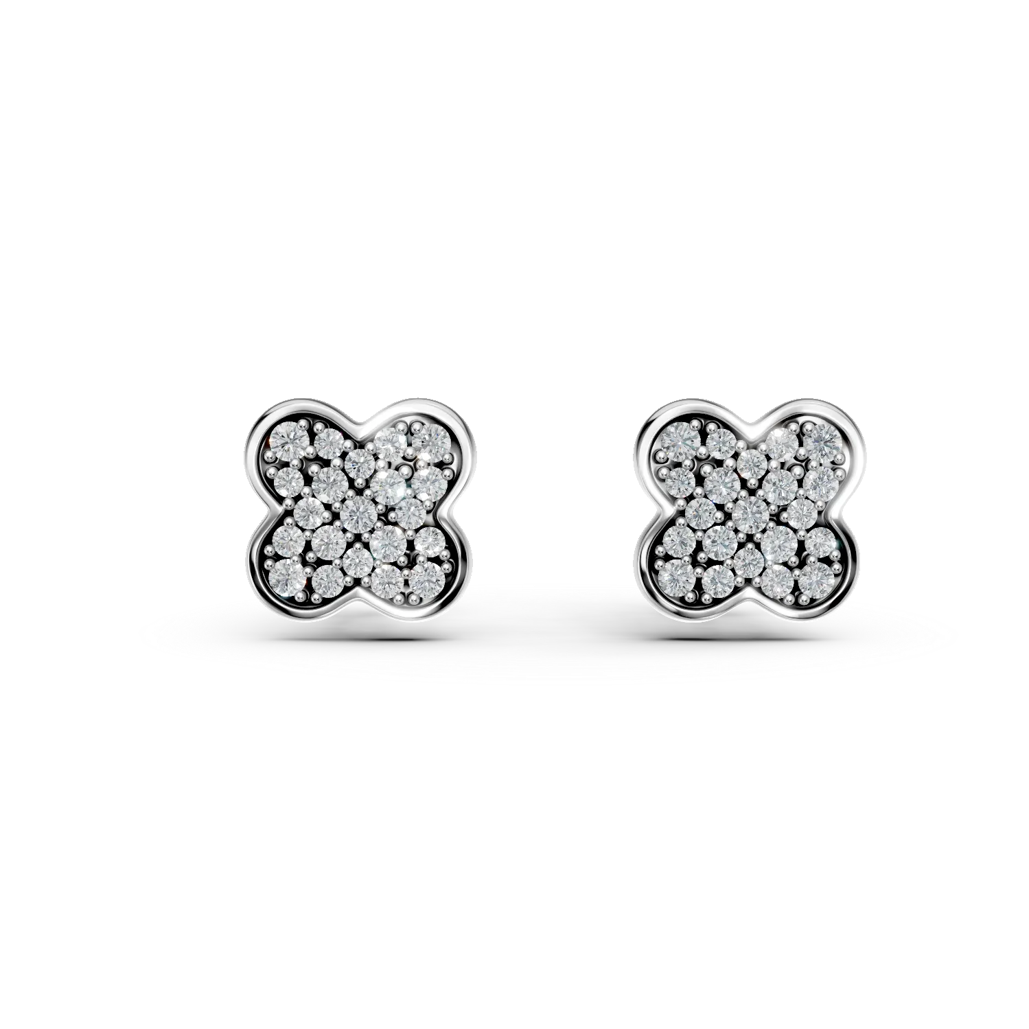 Cercei geometrici din aur alb cu diamante de 0.3ct create in laborator
