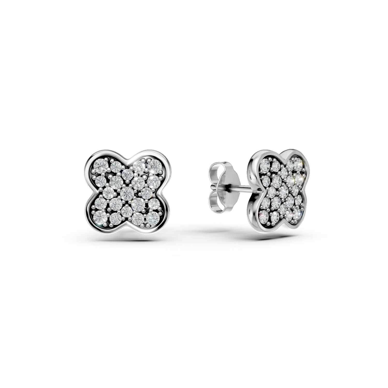 Cercei geometrici din aur alb cu diamante de 0.3ct create in laborator