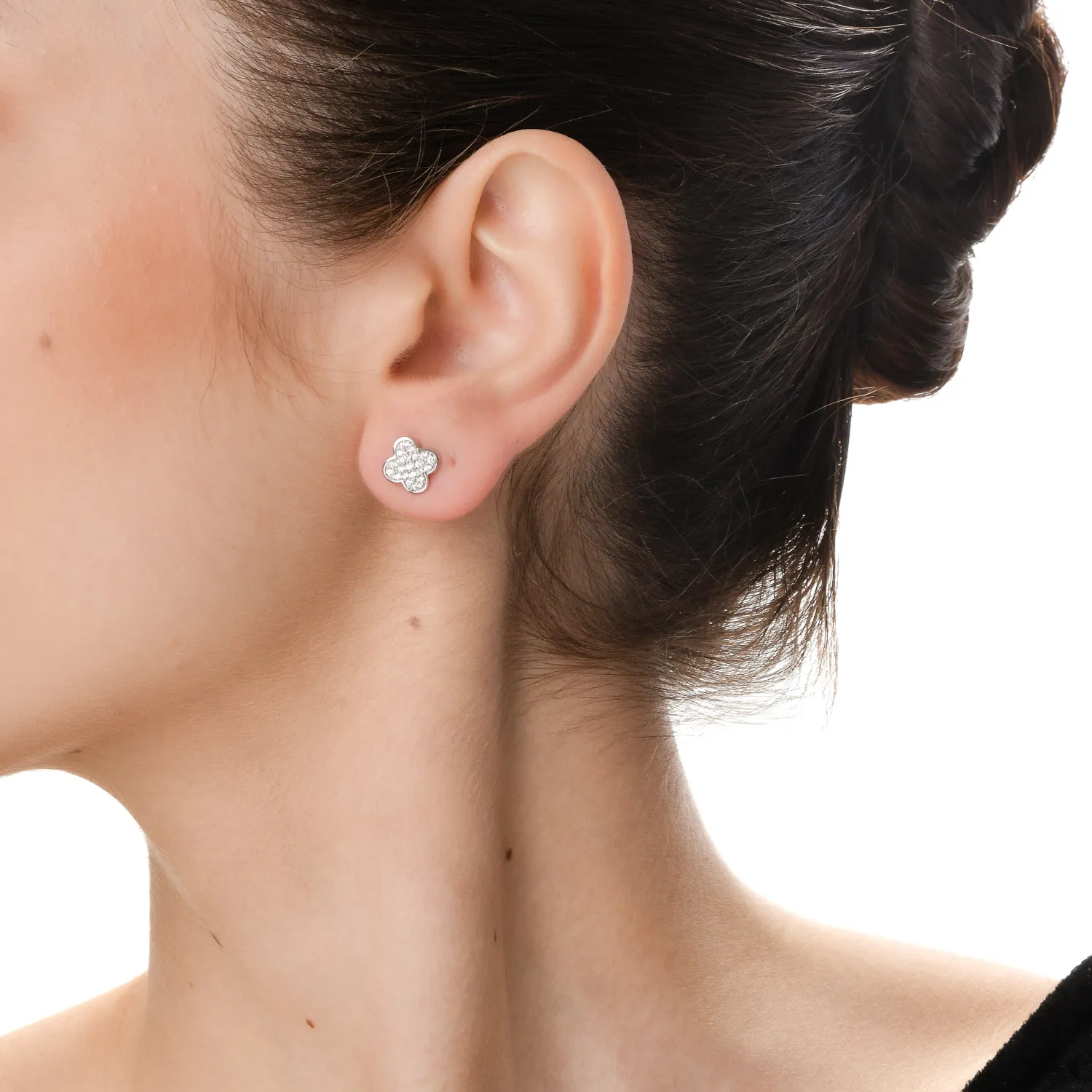 Cercei geometrici din aur alb cu diamante de 0.3ct create in laborator - imagine 3