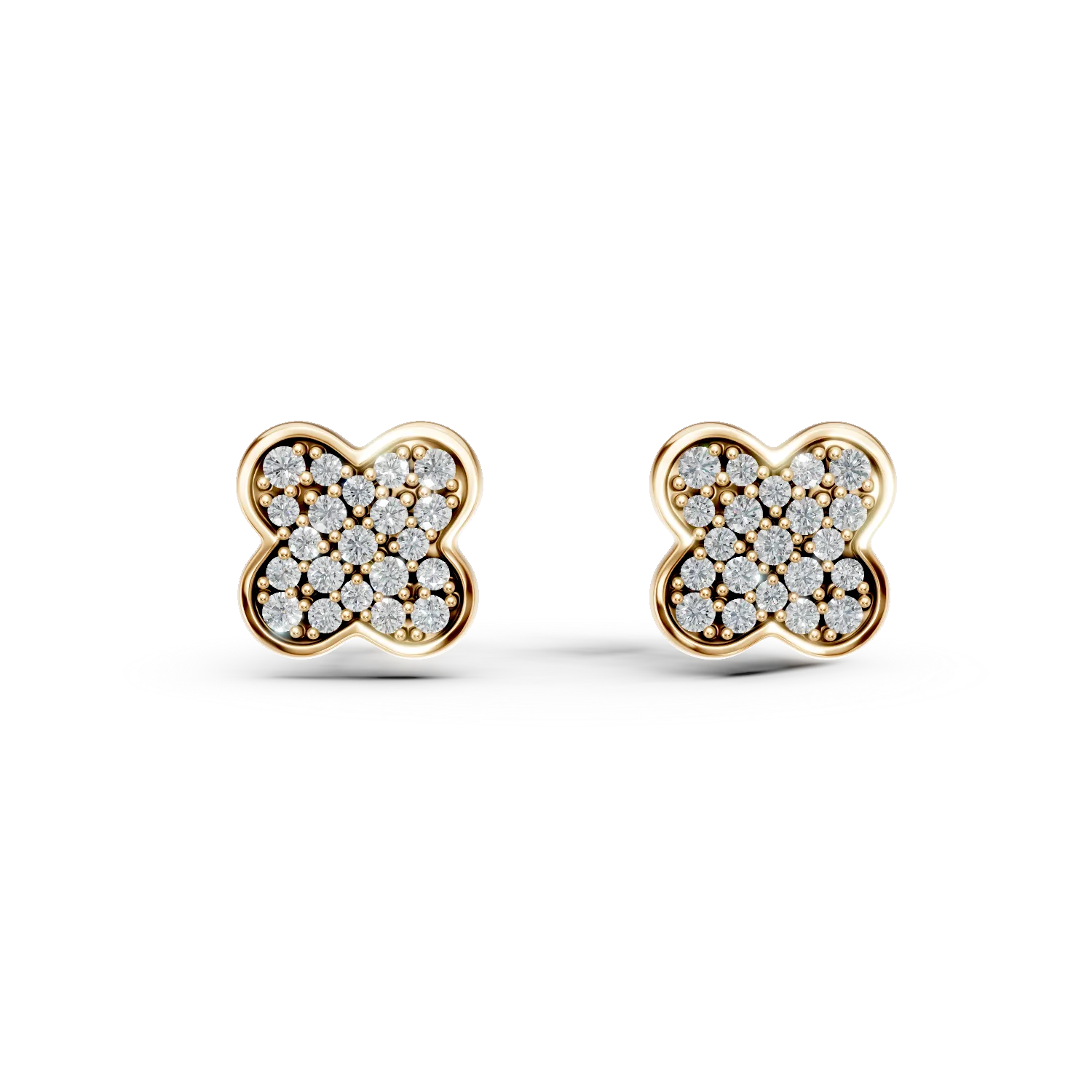 Cercei geometrici din aur galben cu diamante de 0.3ct create in laborator