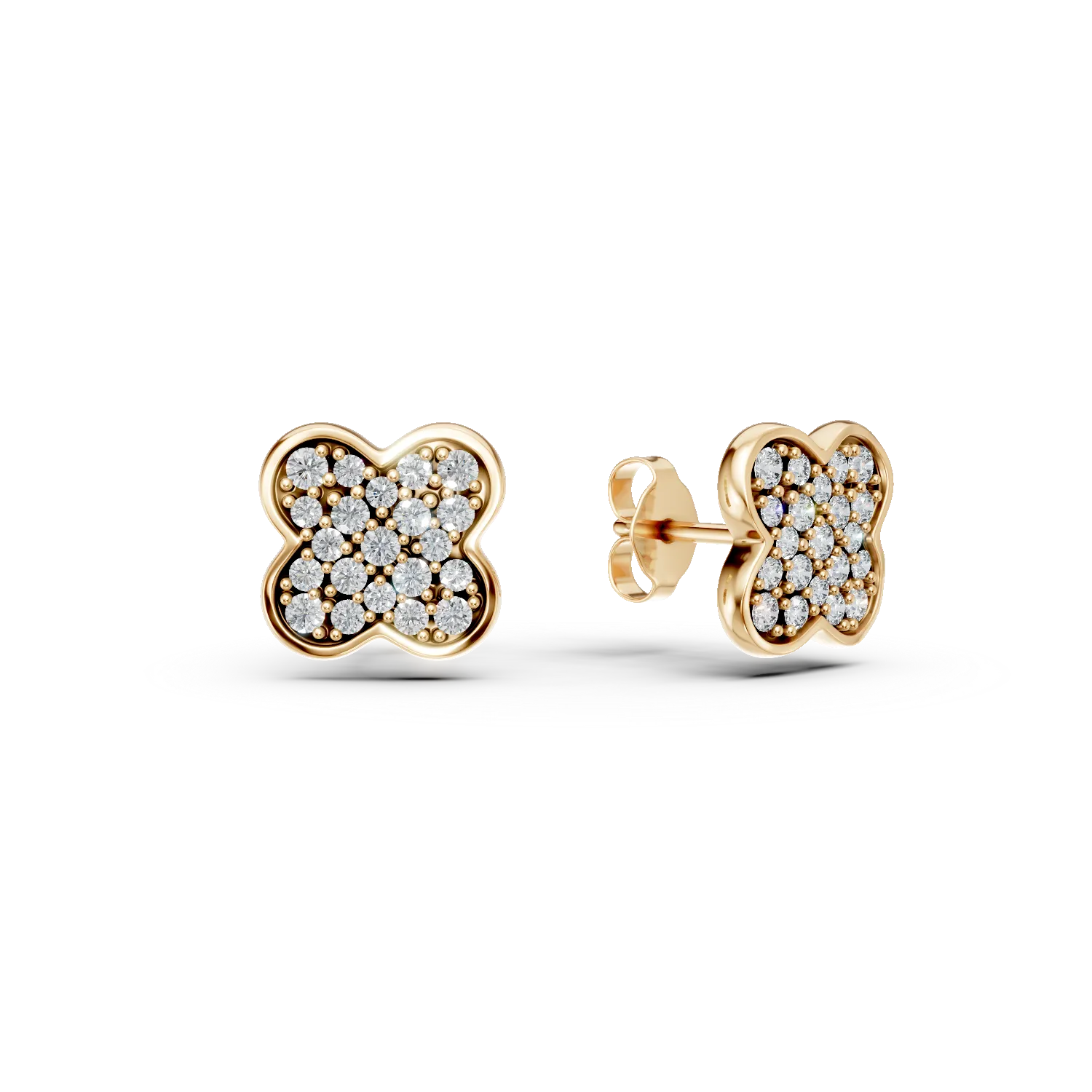 Cercei geometrici din aur galben cu diamante de 0.3ct create in laborator