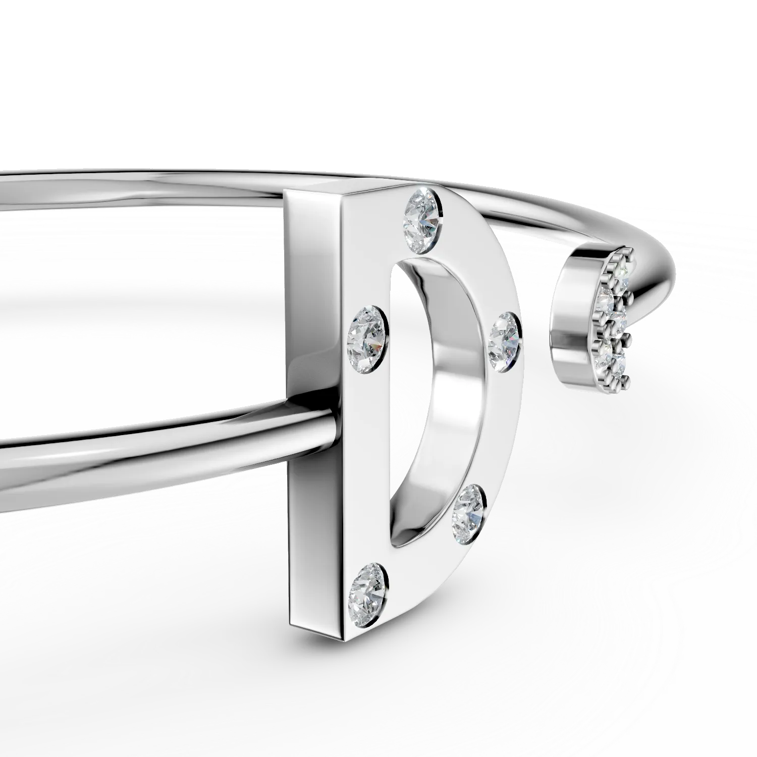 Bratara DAAR in echilibru deschis din argint cu diamante de 0.08ct create in laborator - imagine 2