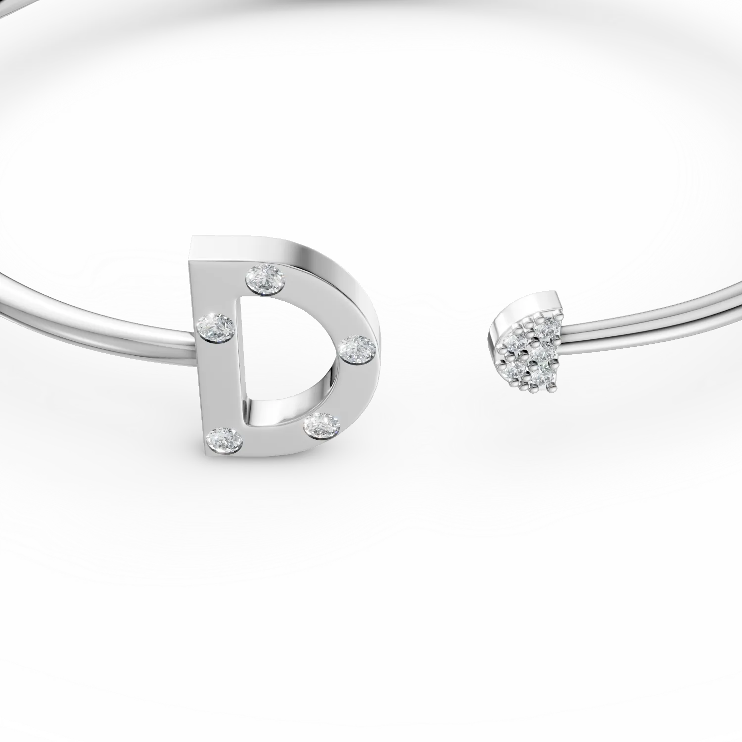 Bratara DAAR in echilibru deschis din argint cu diamante de 0.08ct create in laborator - imagine 3