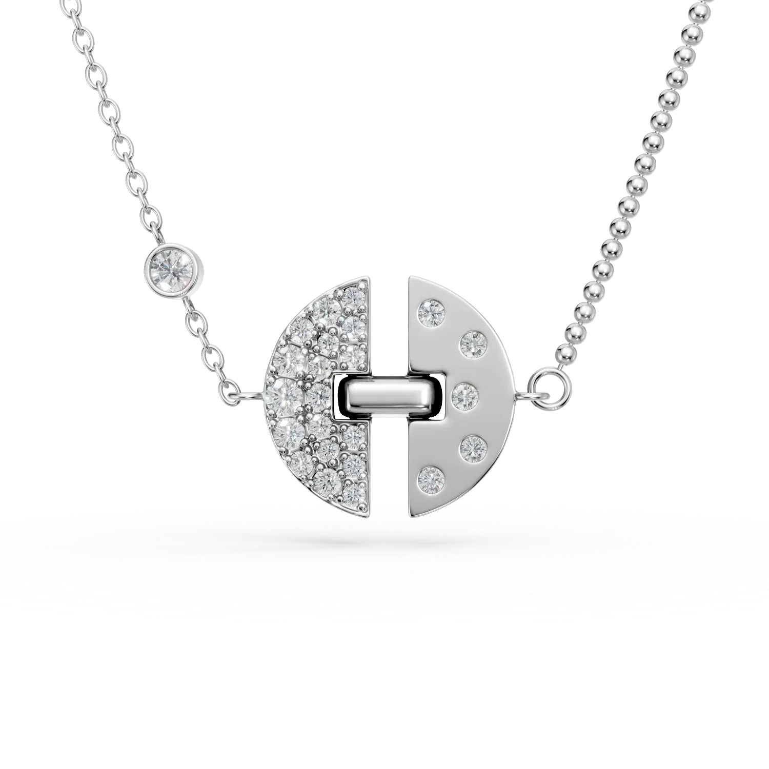 Lant cu pandantiv DAAR in semicerc din argint cu diamante de 0.34ct create in laborator