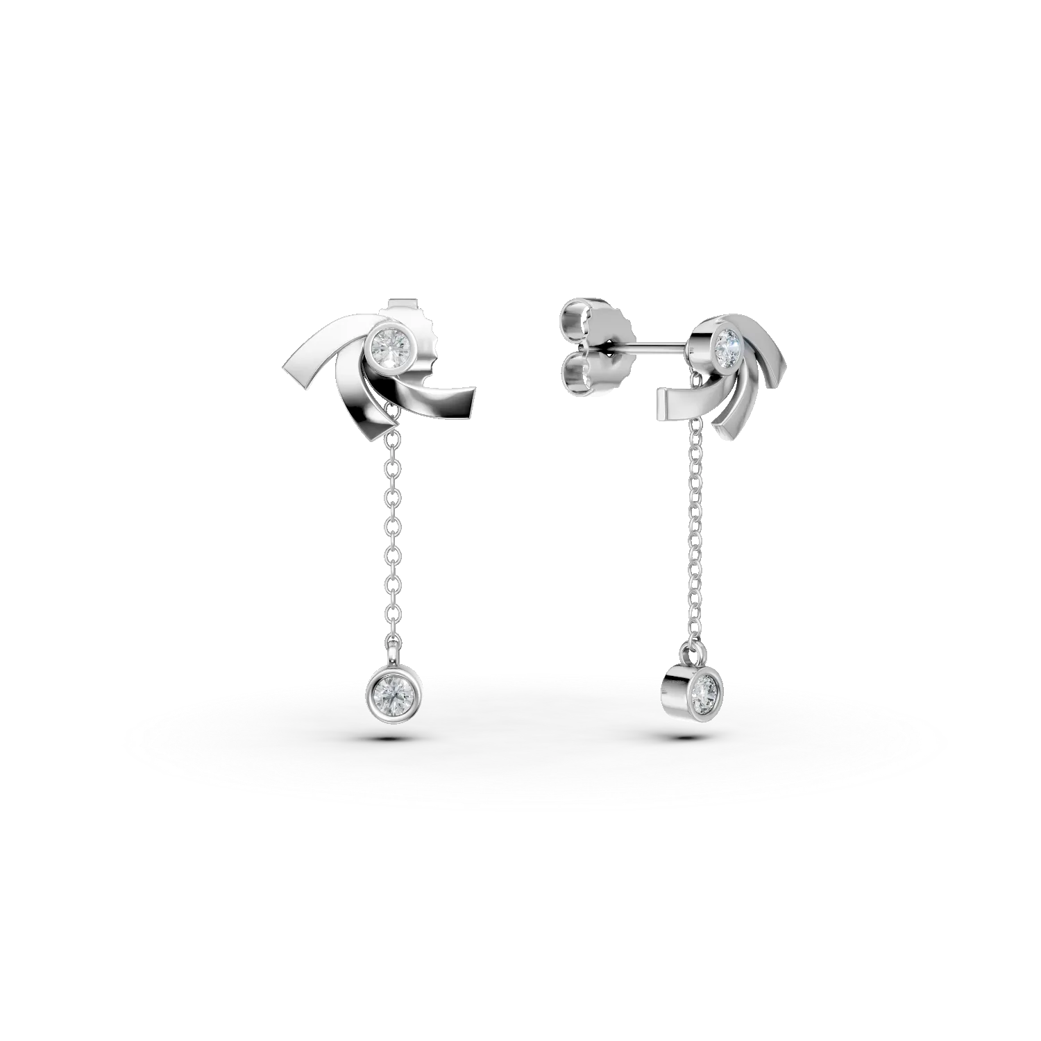 Cercei DAAR in miscare din argint cu diamante de 0.33ct create in laborator