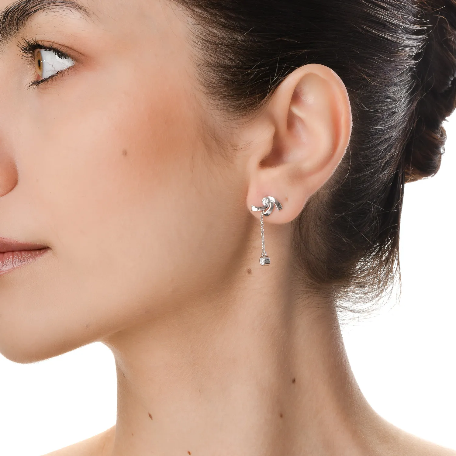 Cercei DAAR in miscare din argint cu diamante de 0.33ct create in laborator
