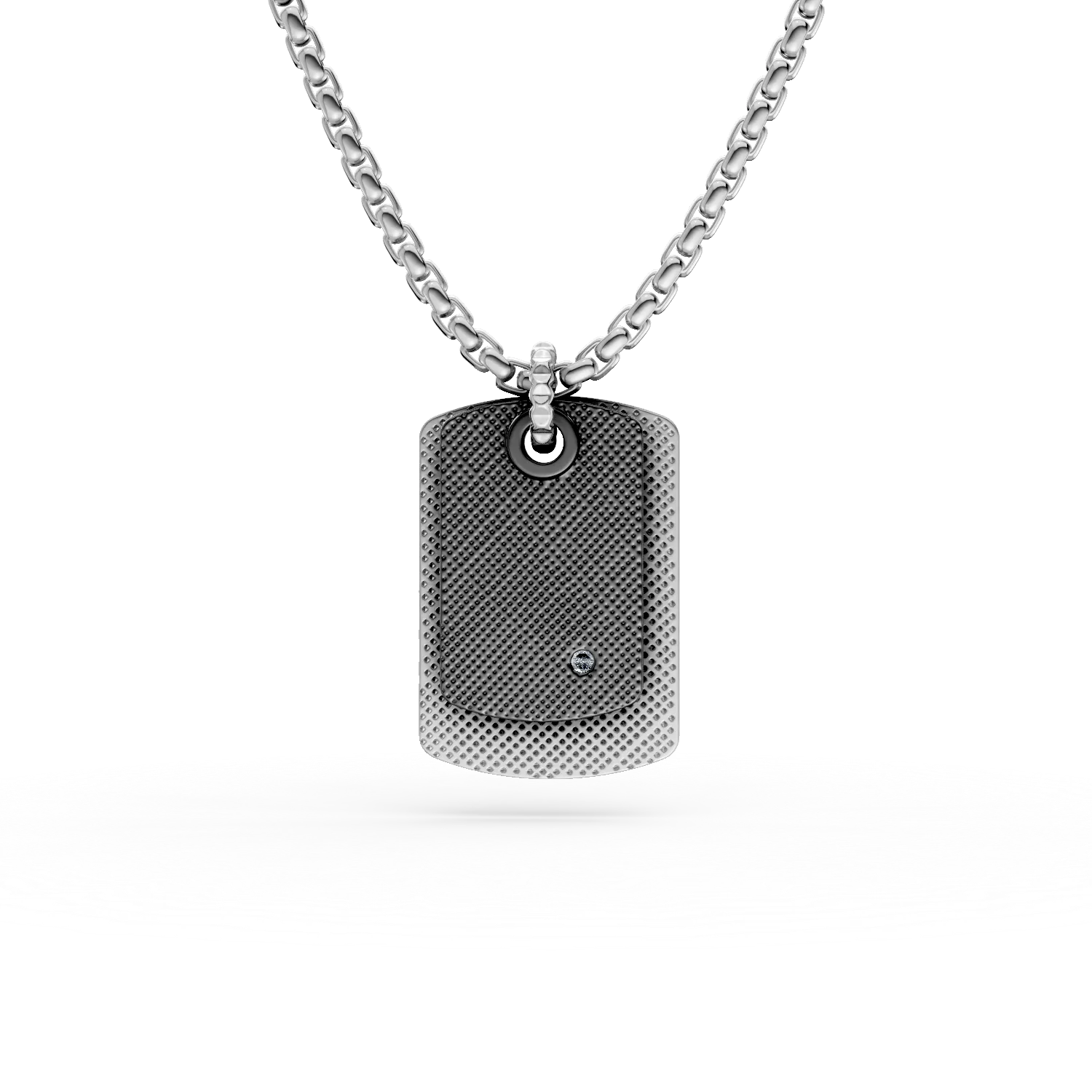 Lant cu pandantiv din otel alb-negru cu diamant de 0.002ct pentru barbati
